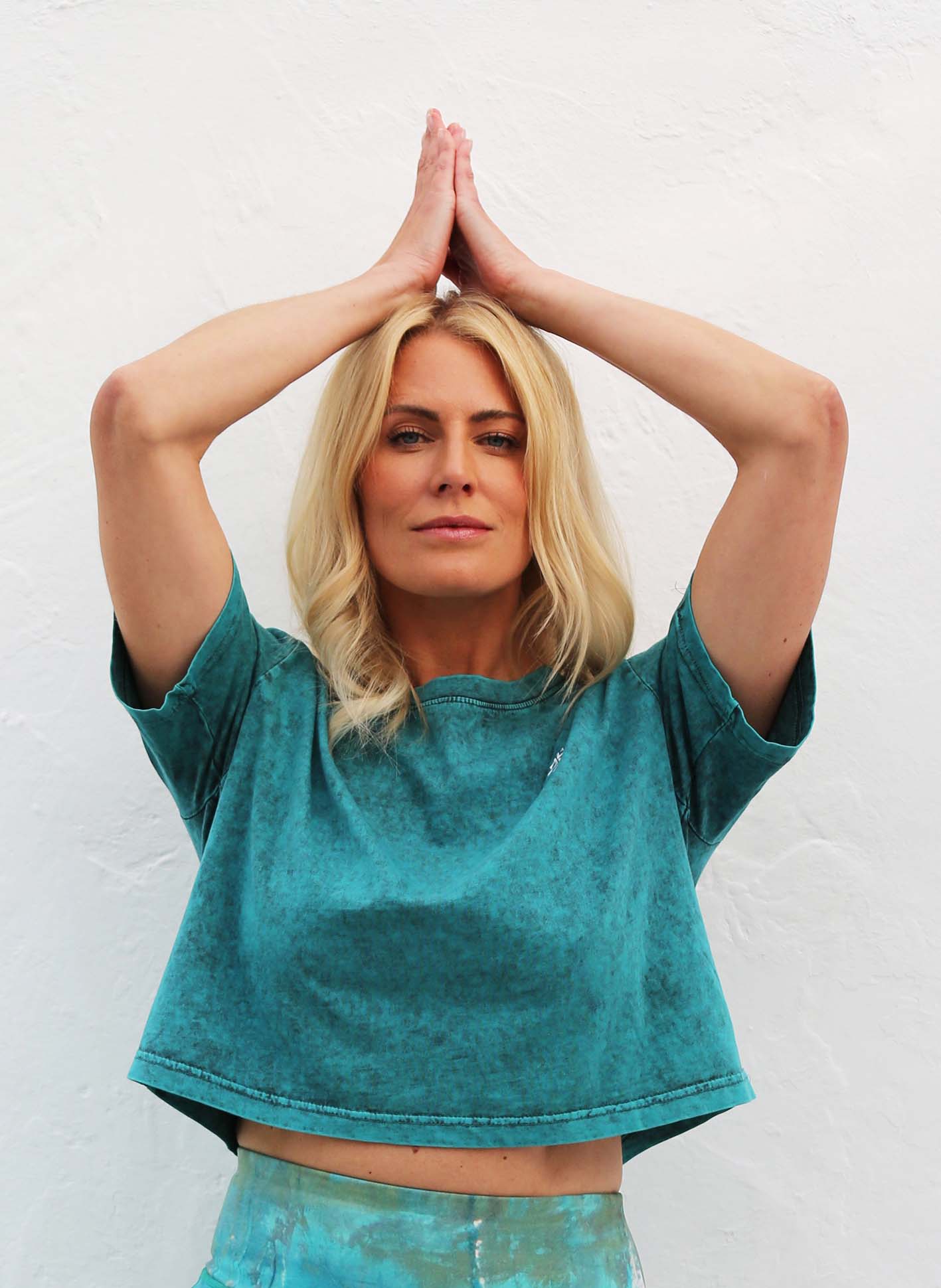 Women's Acid Wash Crop Tee - Teal