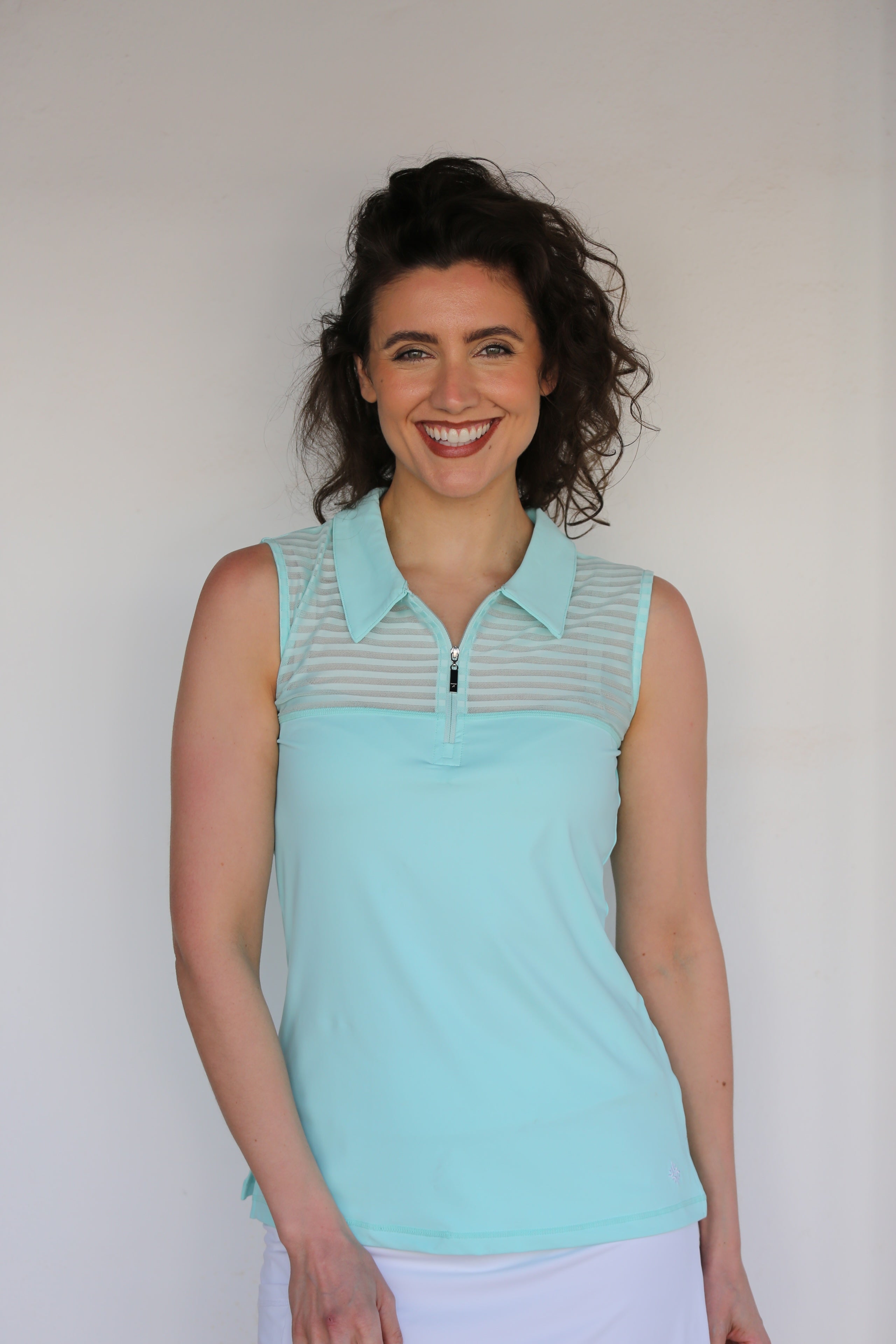 Women's Sheer Sleeveless Golf Shirt - Aqua