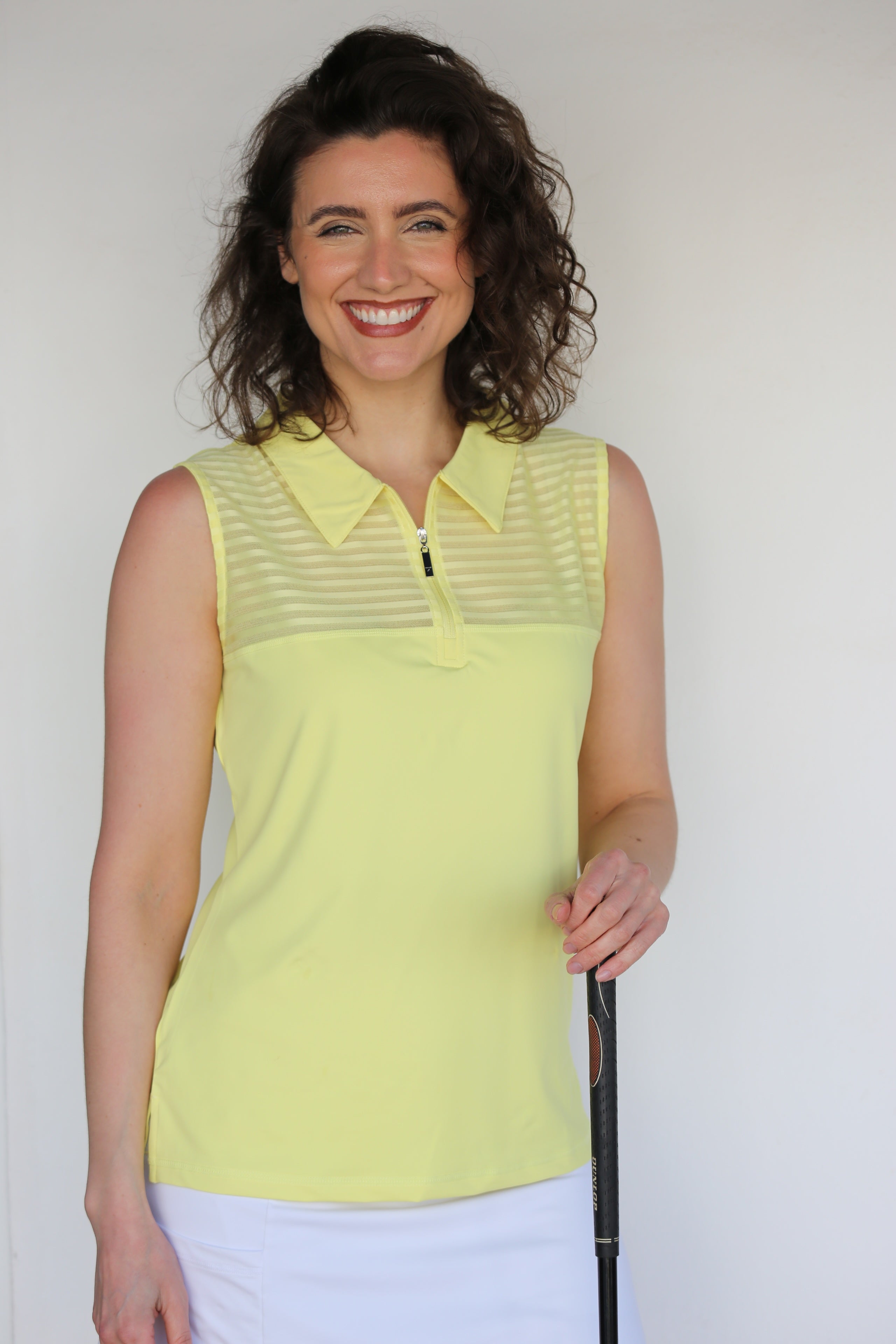 Women's Sheer Sleeveless Golf Shirt - Daffodil