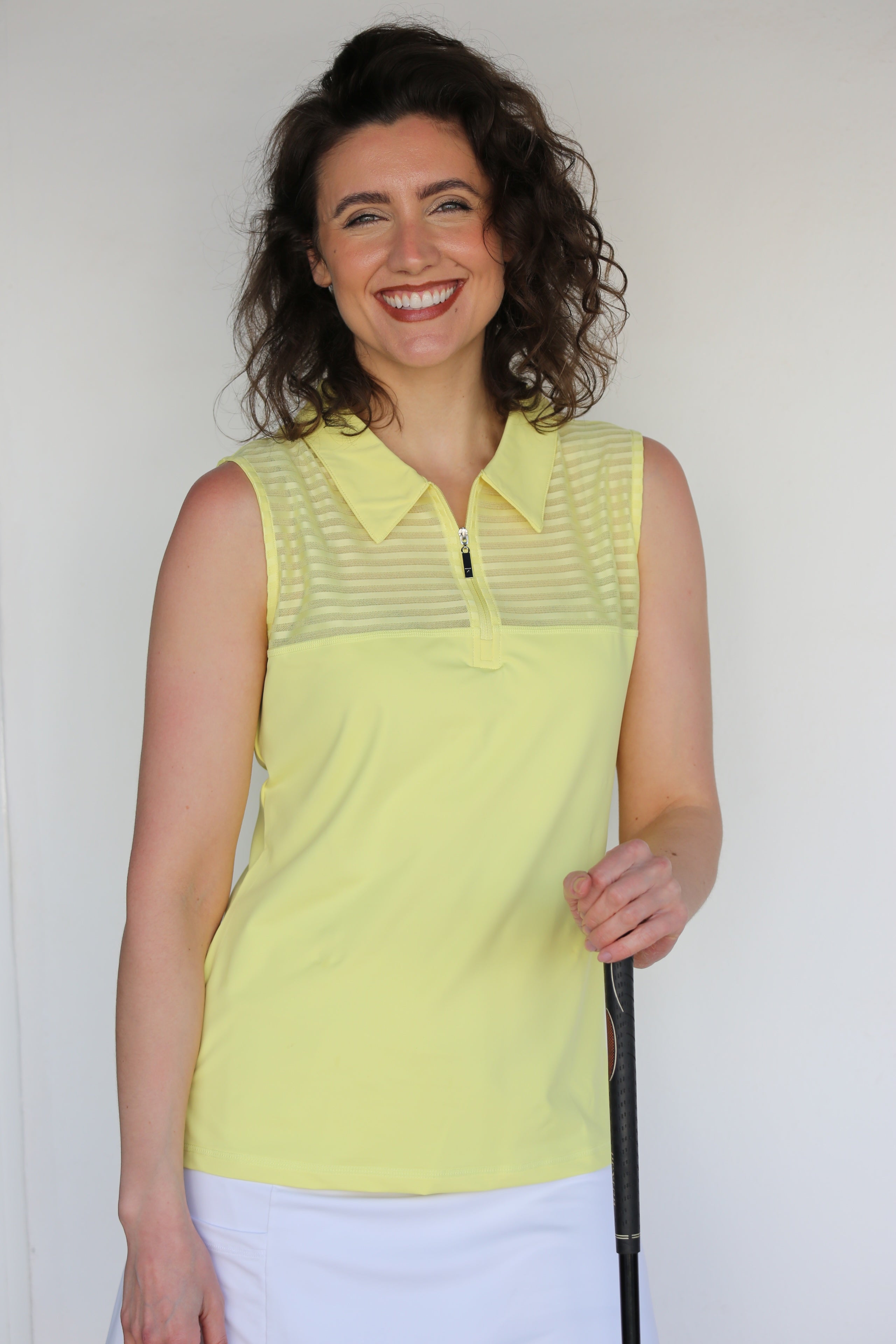 Women's Sheer Sleeveless Golf Shirt - Daffodil