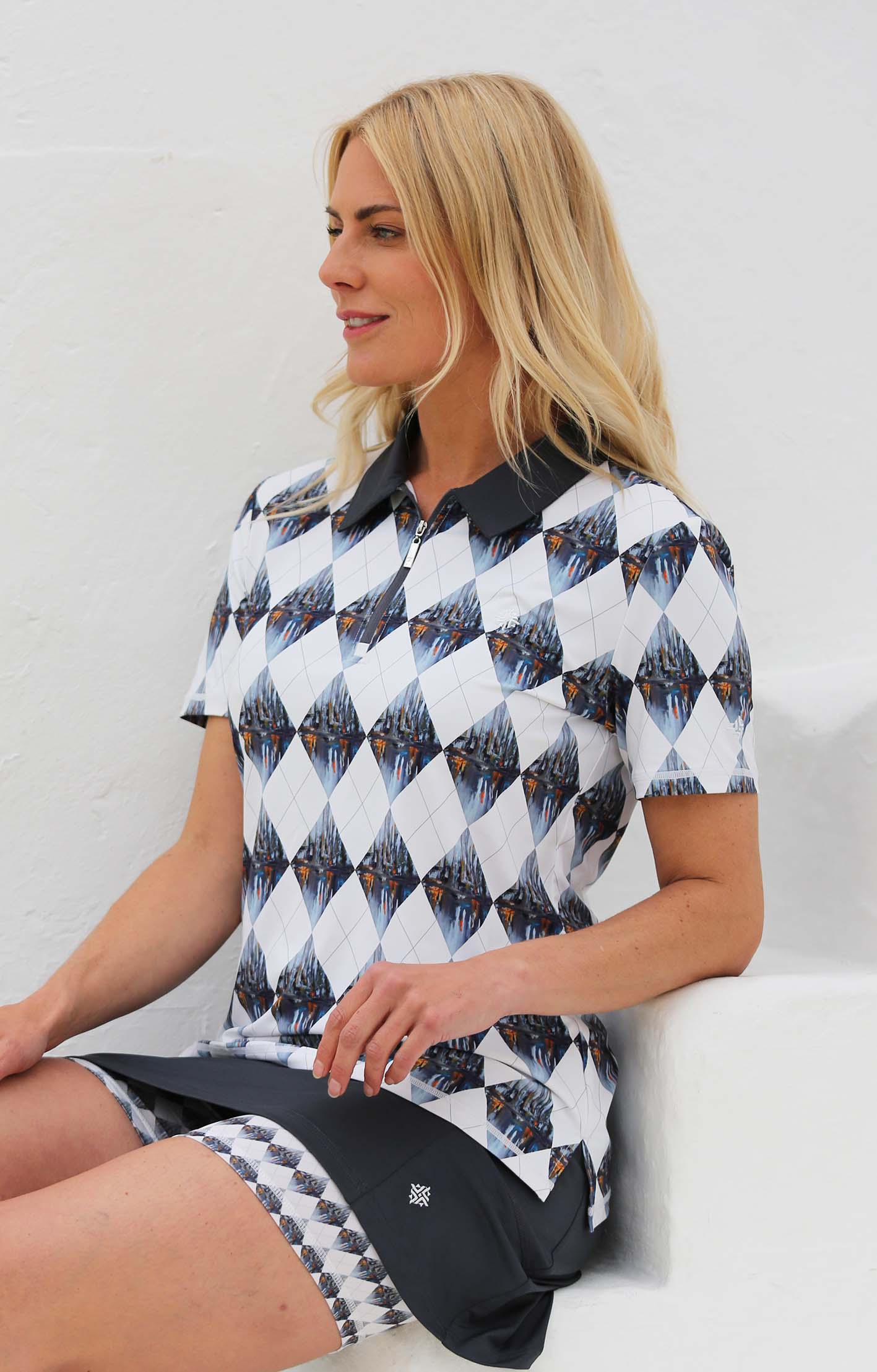Women's Short Sleeve Golf Shirt - Harlequin