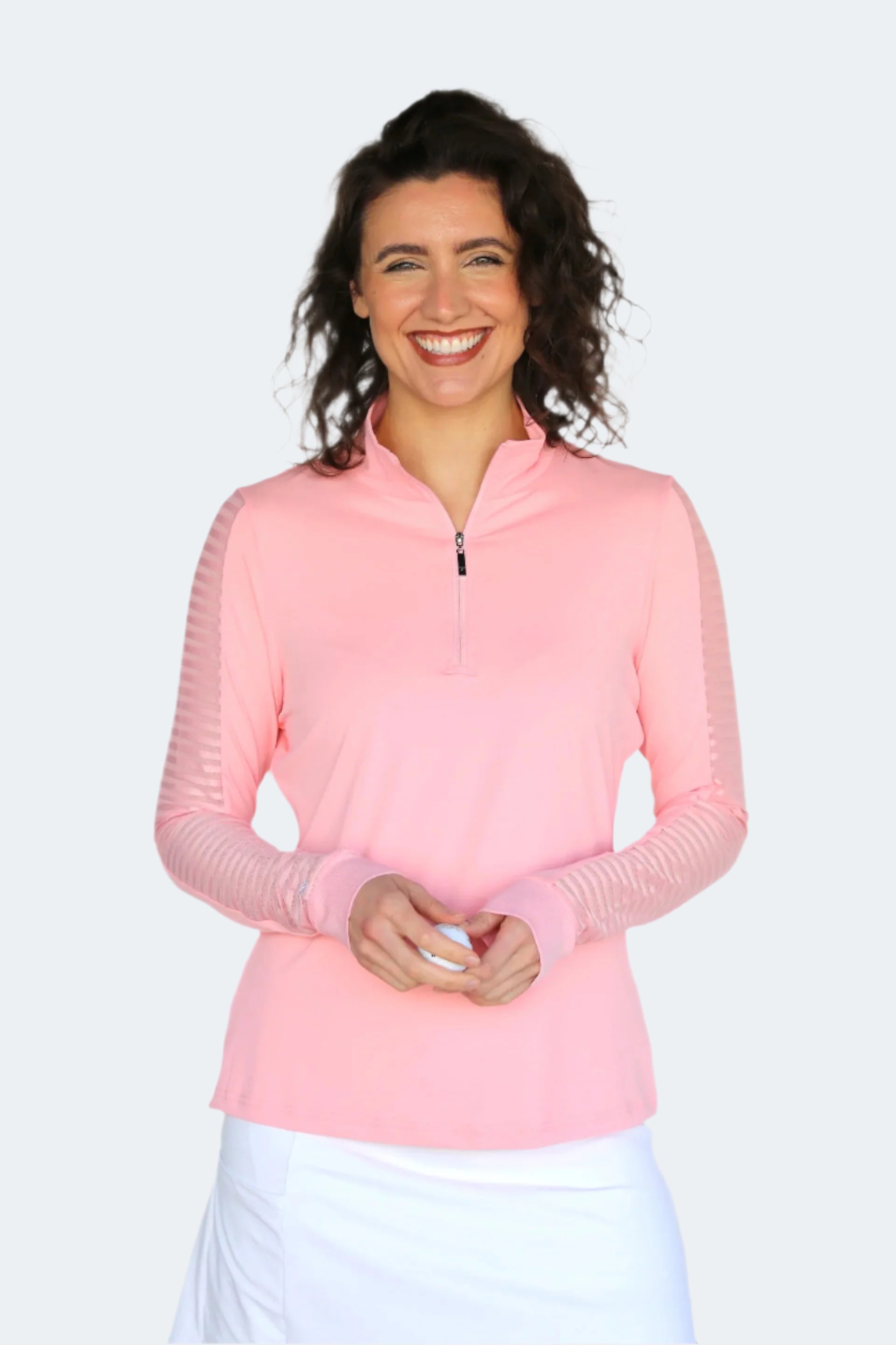 Grapefruit sheer long sleeve top