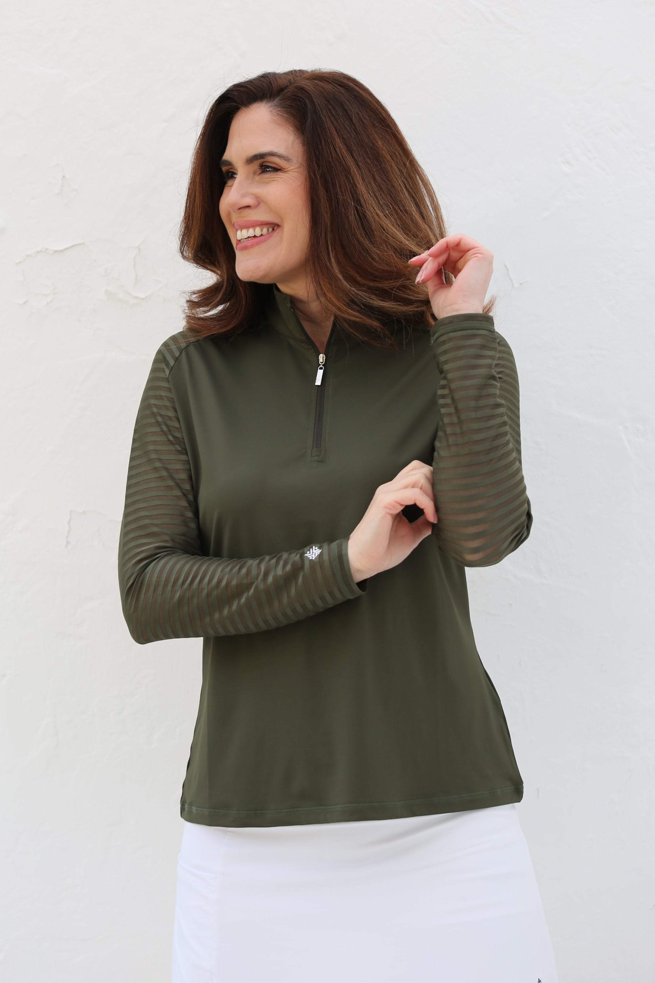 Women's Sheer Long Sleeve Golf Shirt - Moss