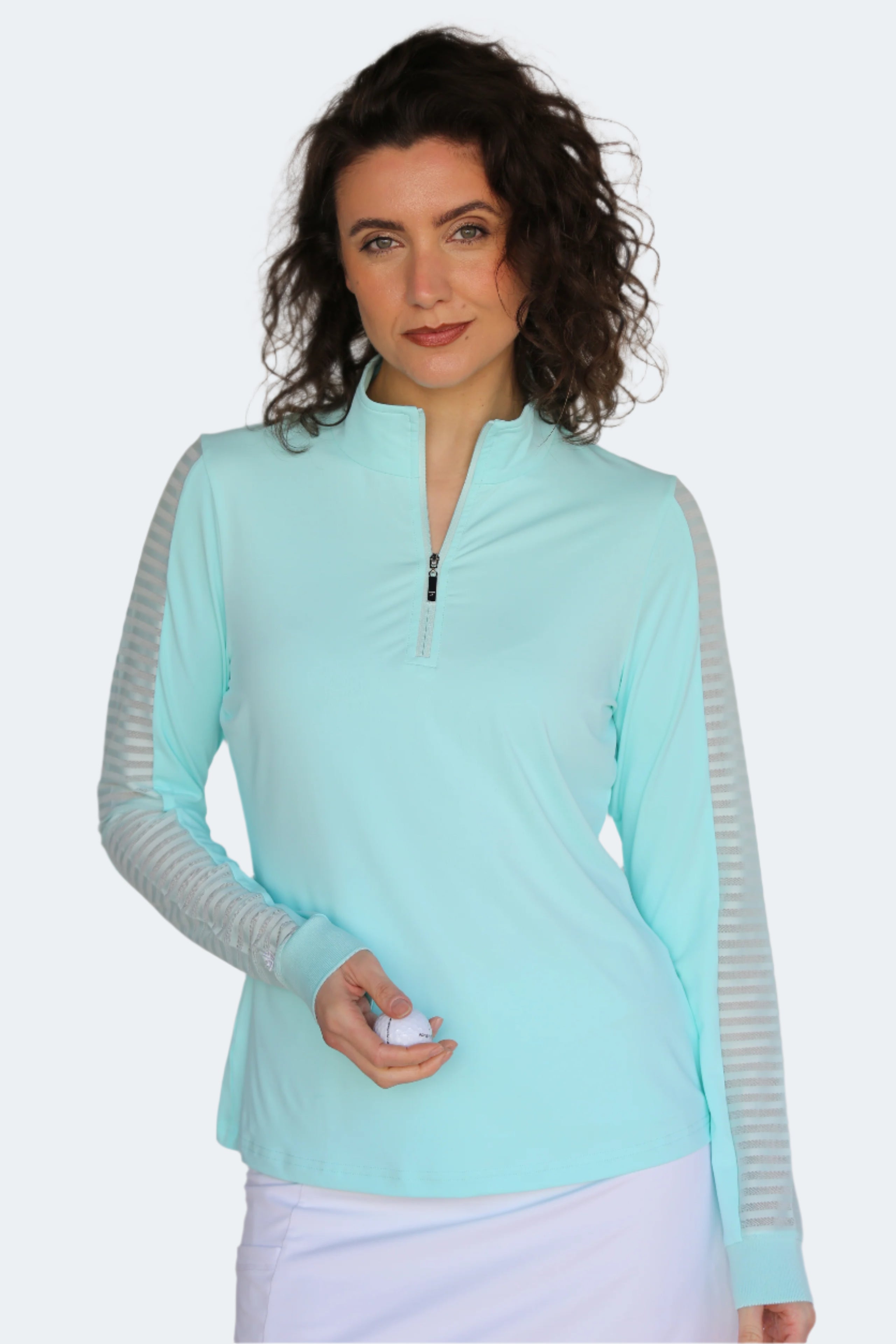 Women's Sheer Long Sleeve Golf Shirt – Aqua