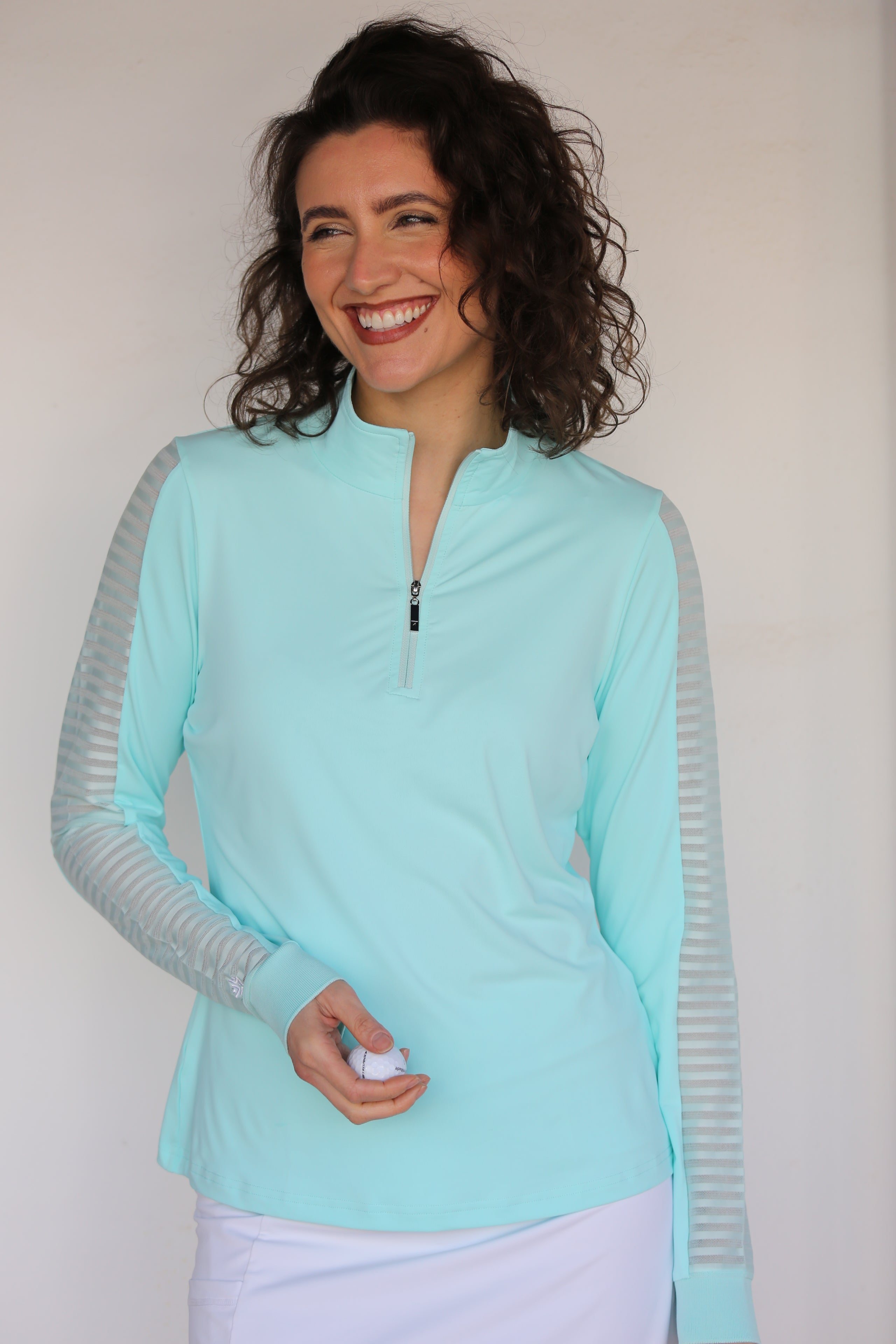 Women's Sheer Long Sleeve Golf Shirt – Aqua