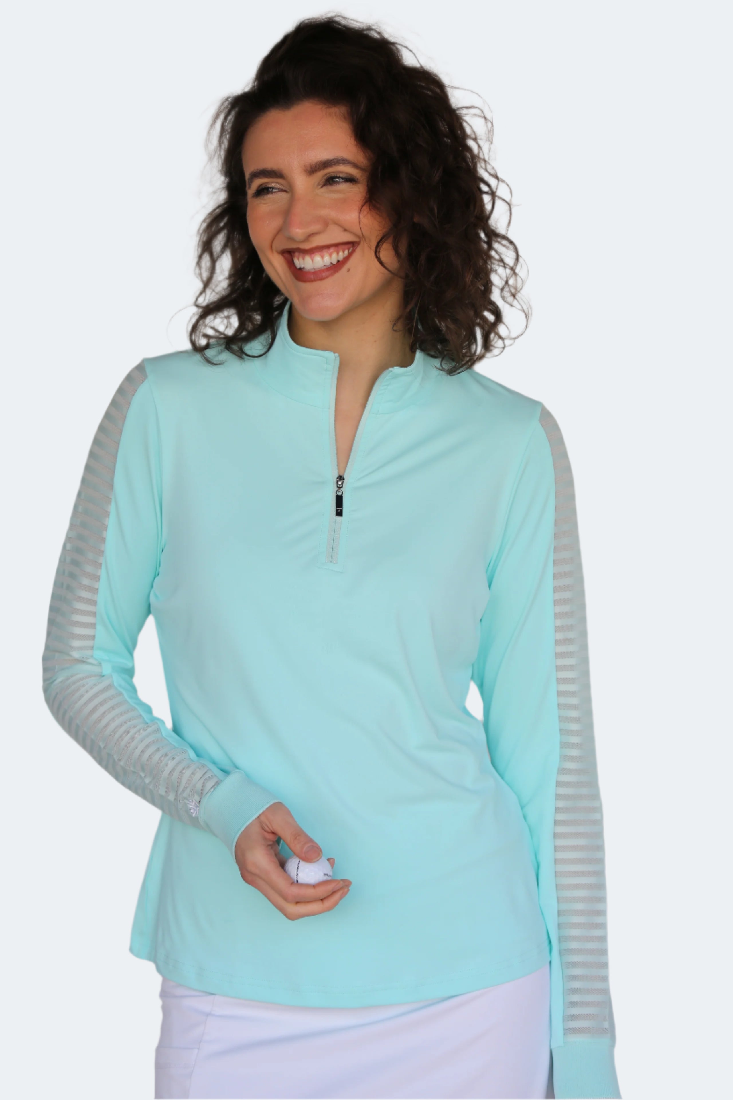 Women's Sheer Long Sleeve Golf Shirt – Aqua