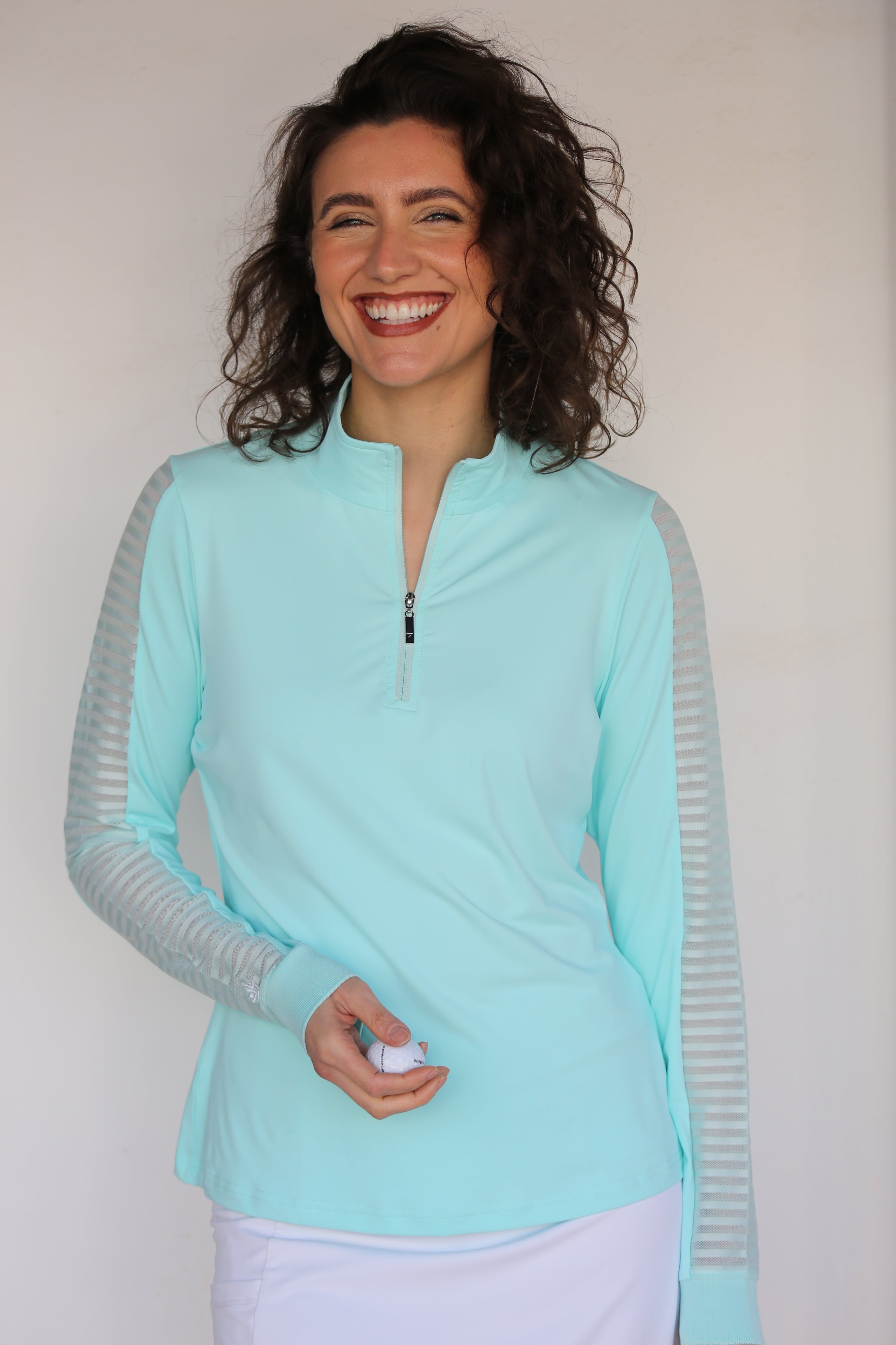 Women's Sheer Long Sleeve Golf Shirt – Aqua