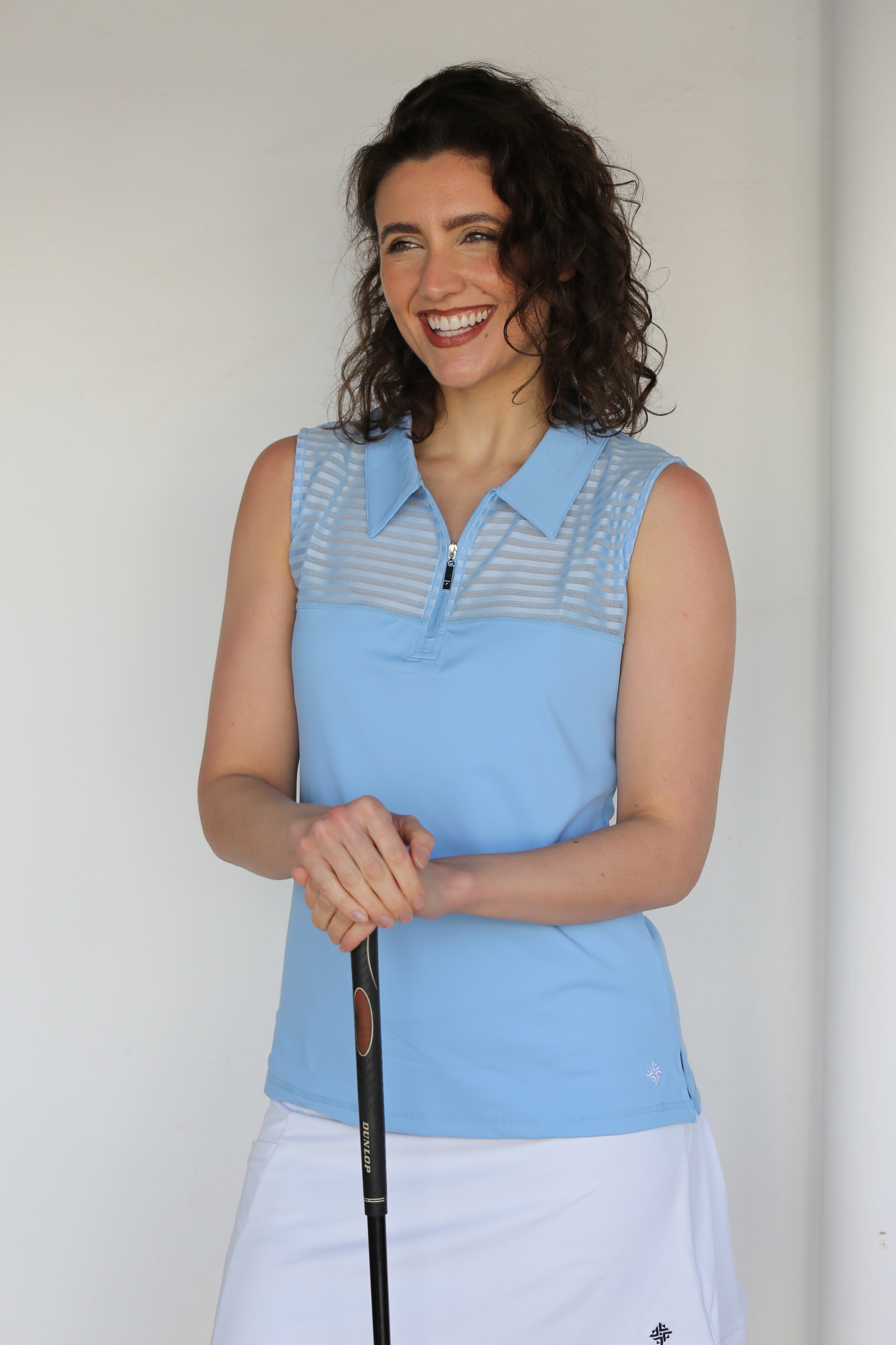 Sleeveless Sheer Women's Golf Shirt Sky