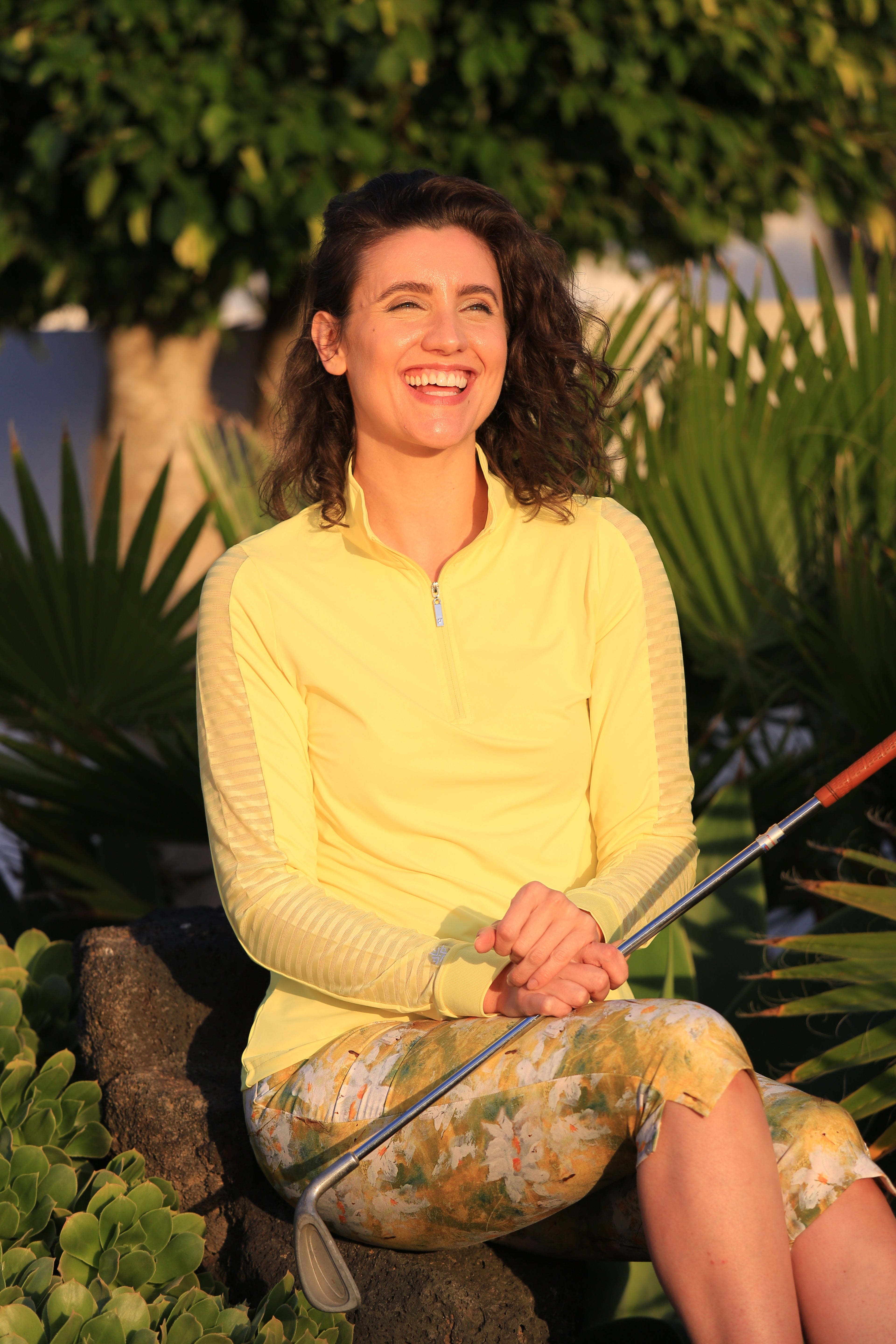Women's Sheer Long Sleeve Golf Shirt - Daffodil