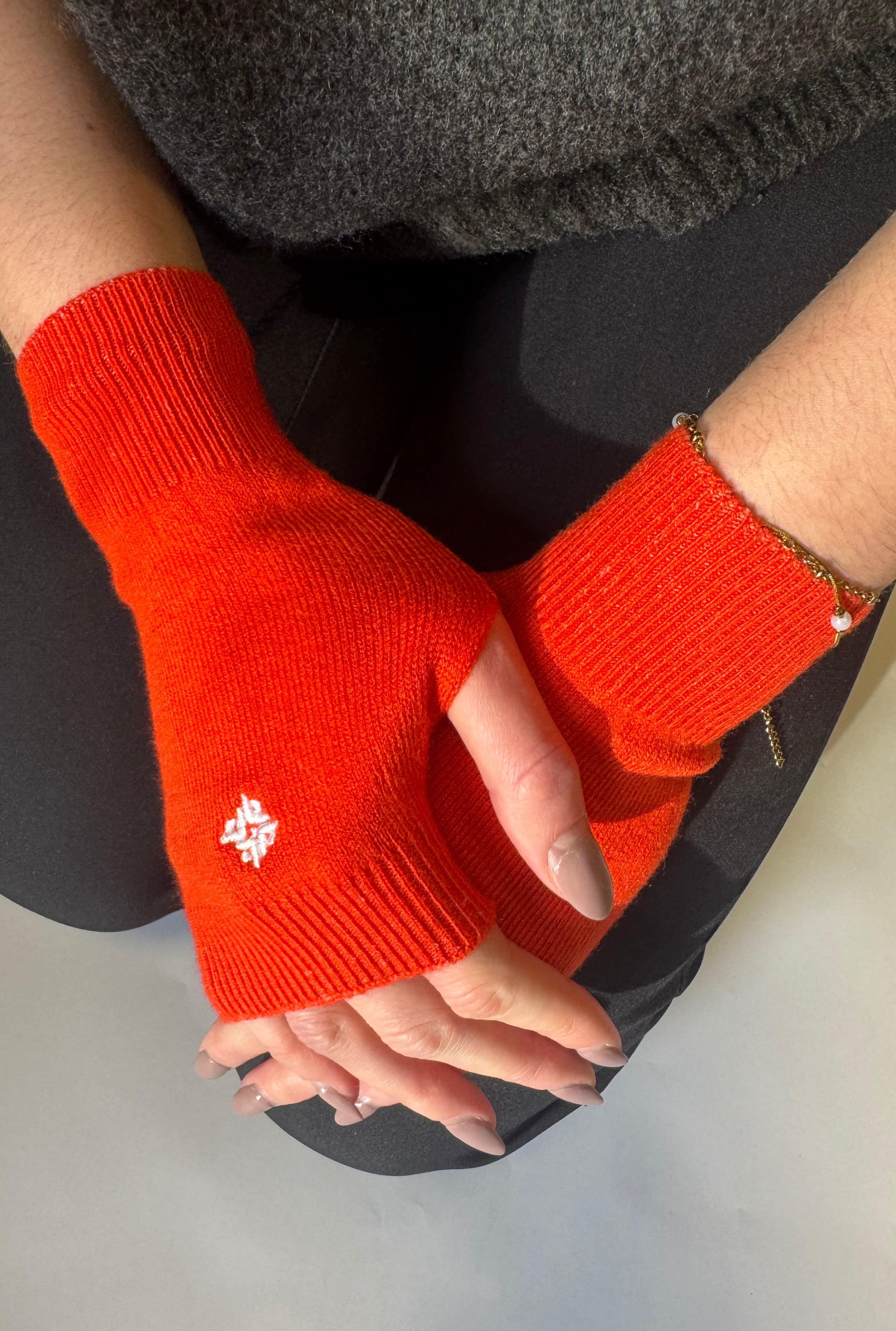 Women's Merino Wool Wrist Warmers - Orange