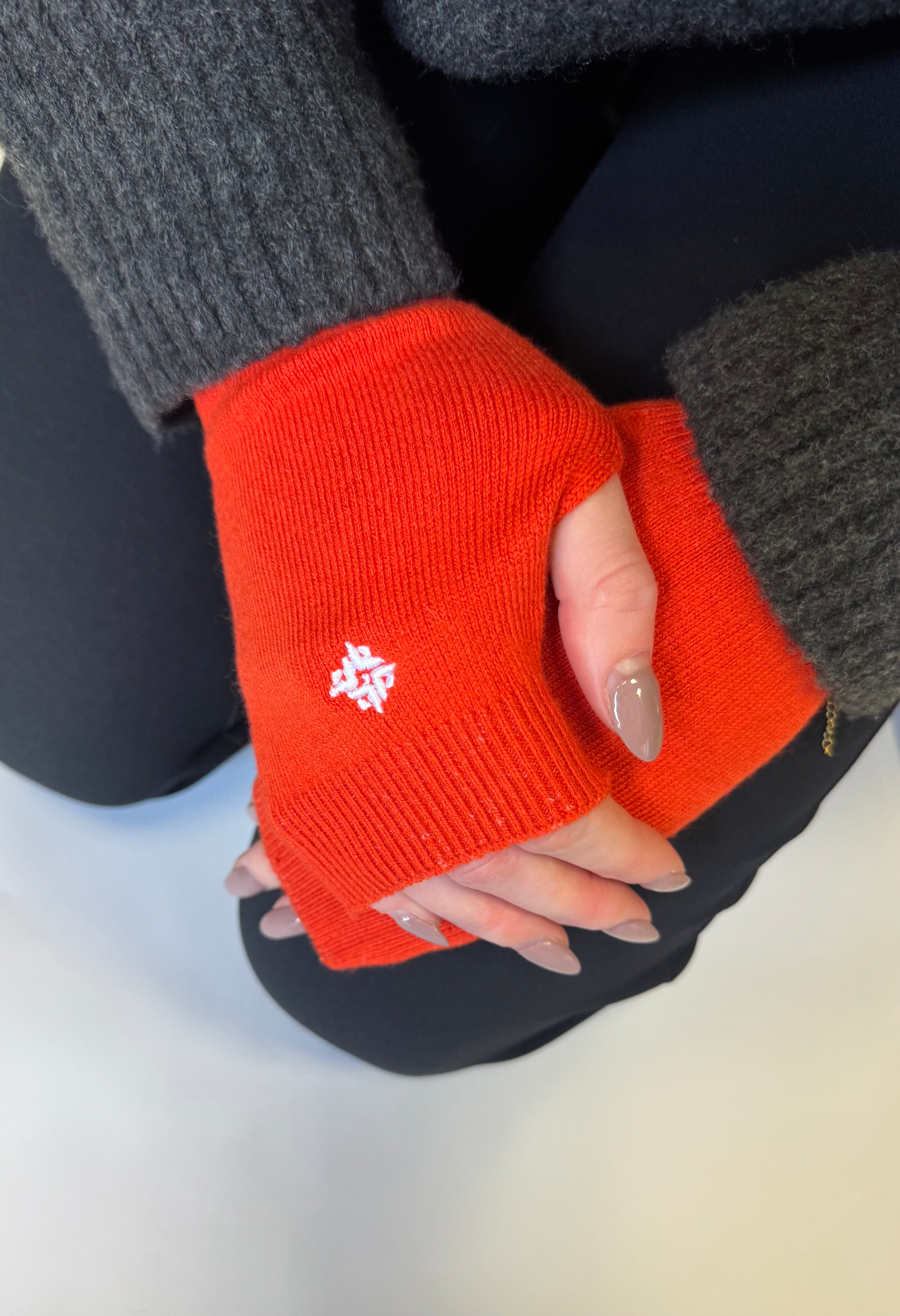 Women's Merino Wool Wrist Warmers - Orange