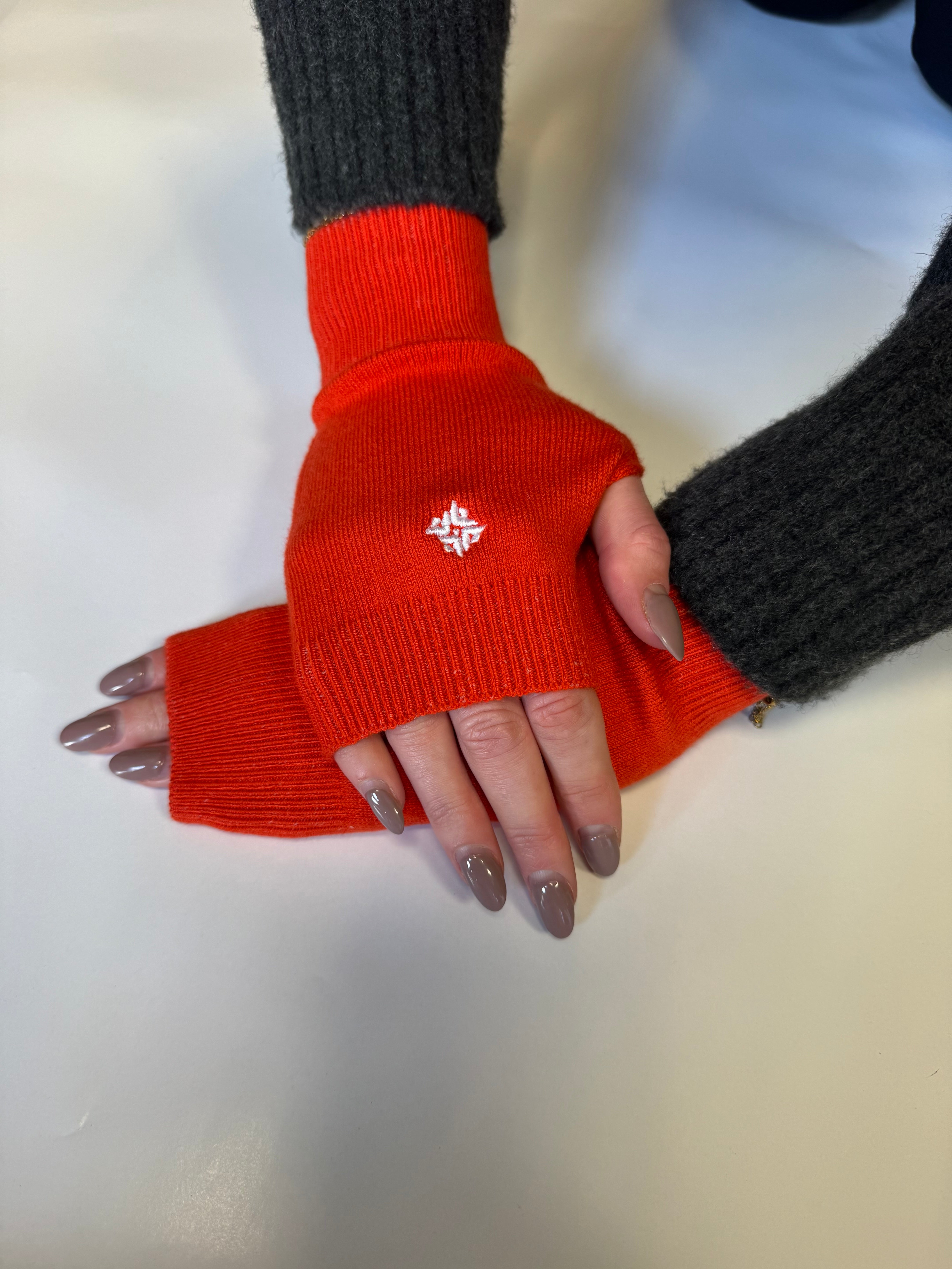 Women's Merino Wool Wrist Warmers - Orange