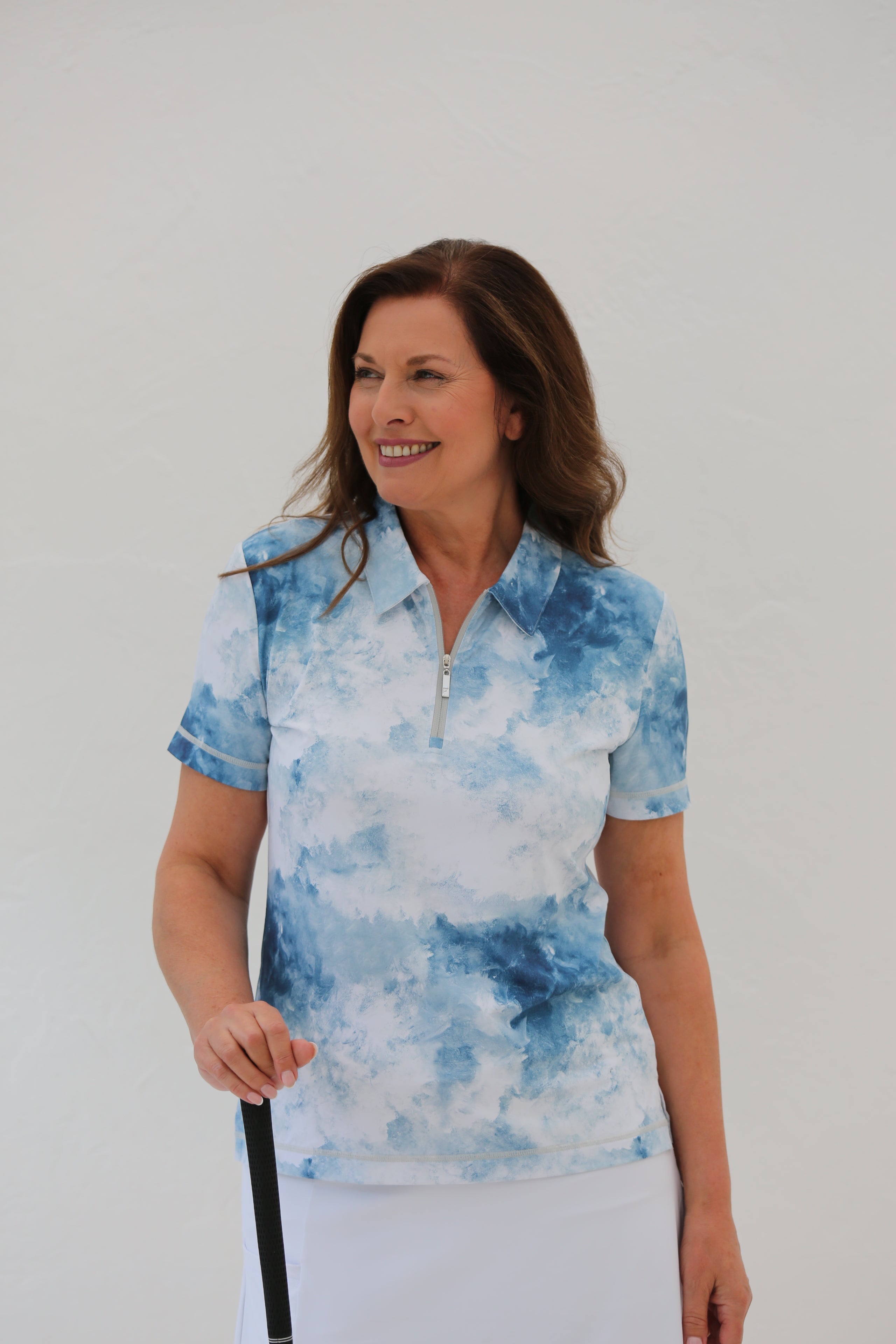 Short Sleeve Golf Polo Shirt Clouds – FAMARA