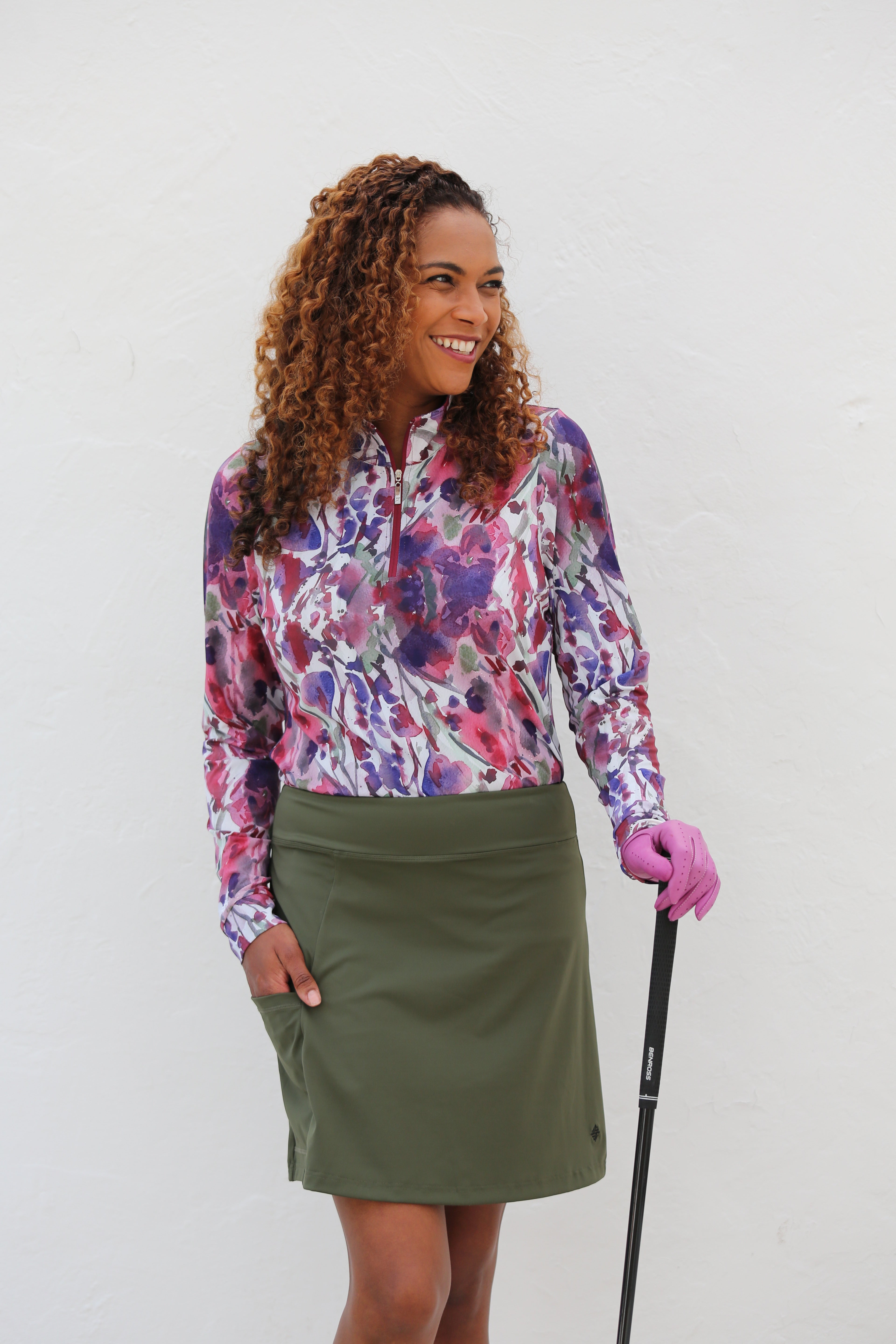 Kick Pleat Golf Skort Moss