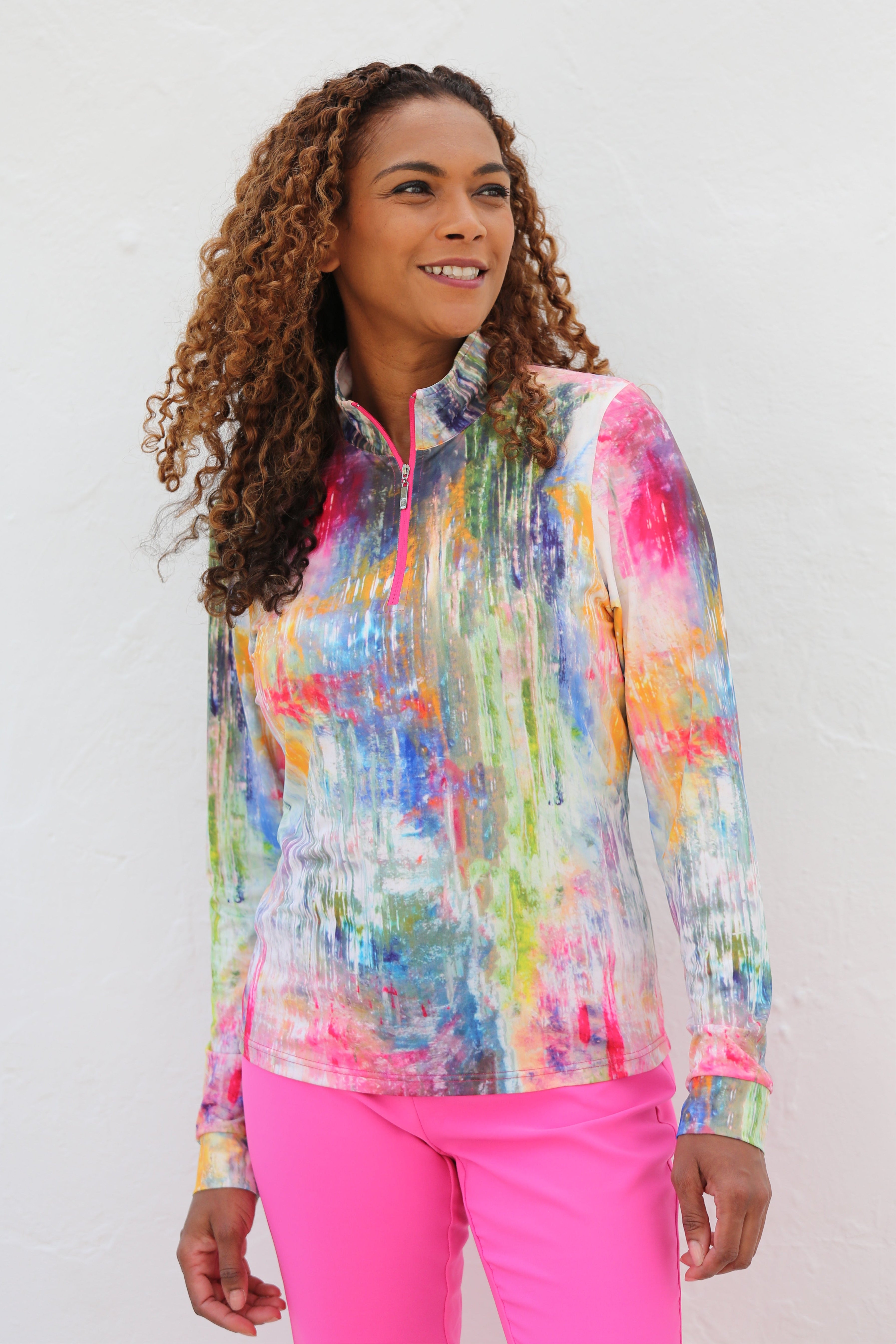 Long Sleeve Mid Layer Golf Shirt Monet