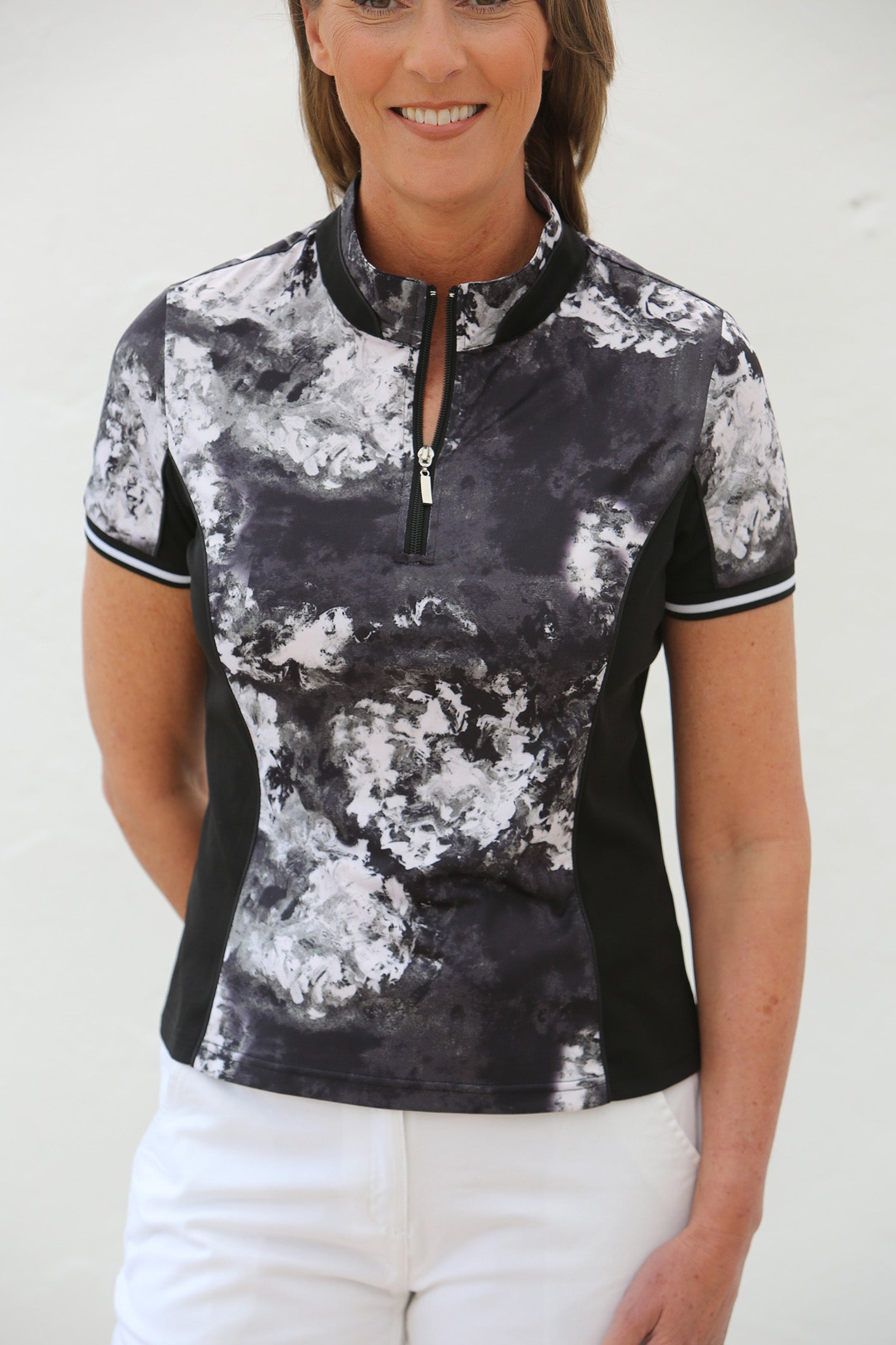 Short Sleeve Double Collar Golf Shirt Black Orchid