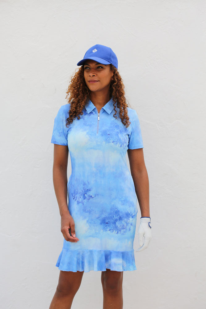 Women's Short Sleeve Frill Golf Dress Periwinkle S Women's Short Sleeve Frill Golf Dress Periwinkle S