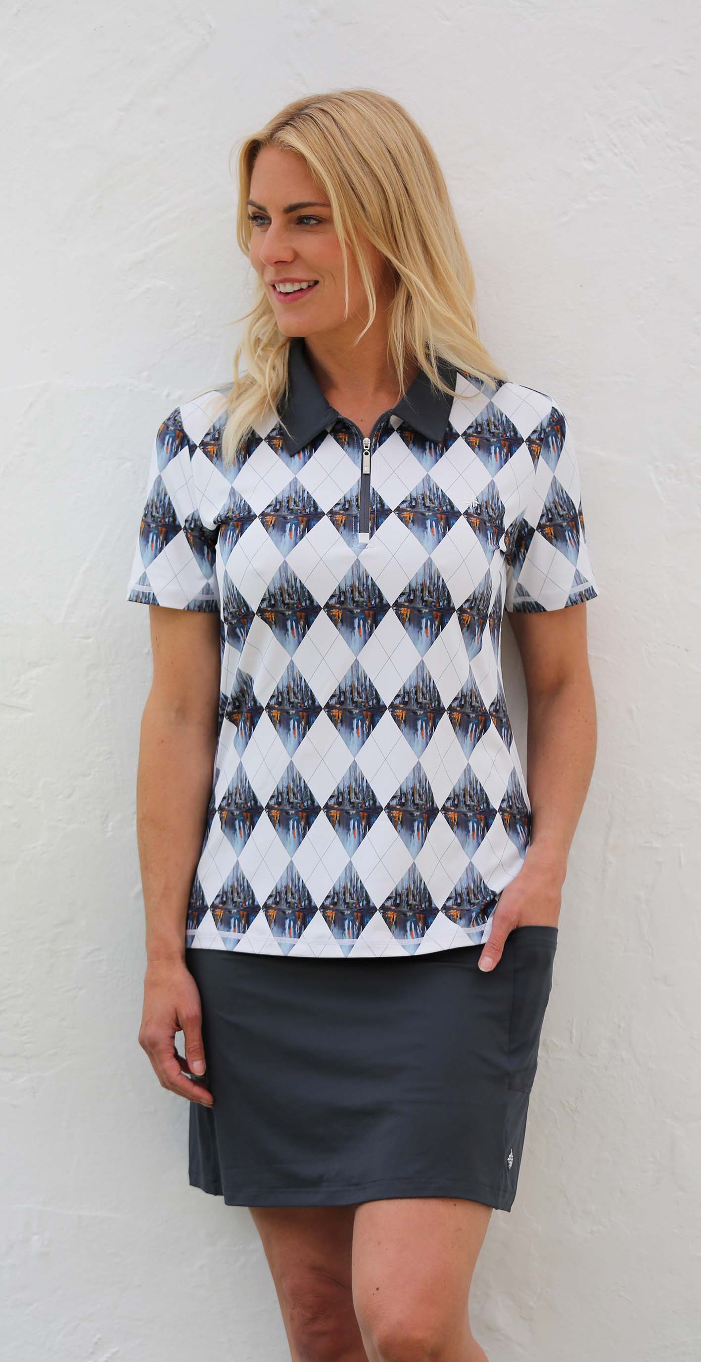 Women's Short Sleeve Golf Shirt - Harlequin
