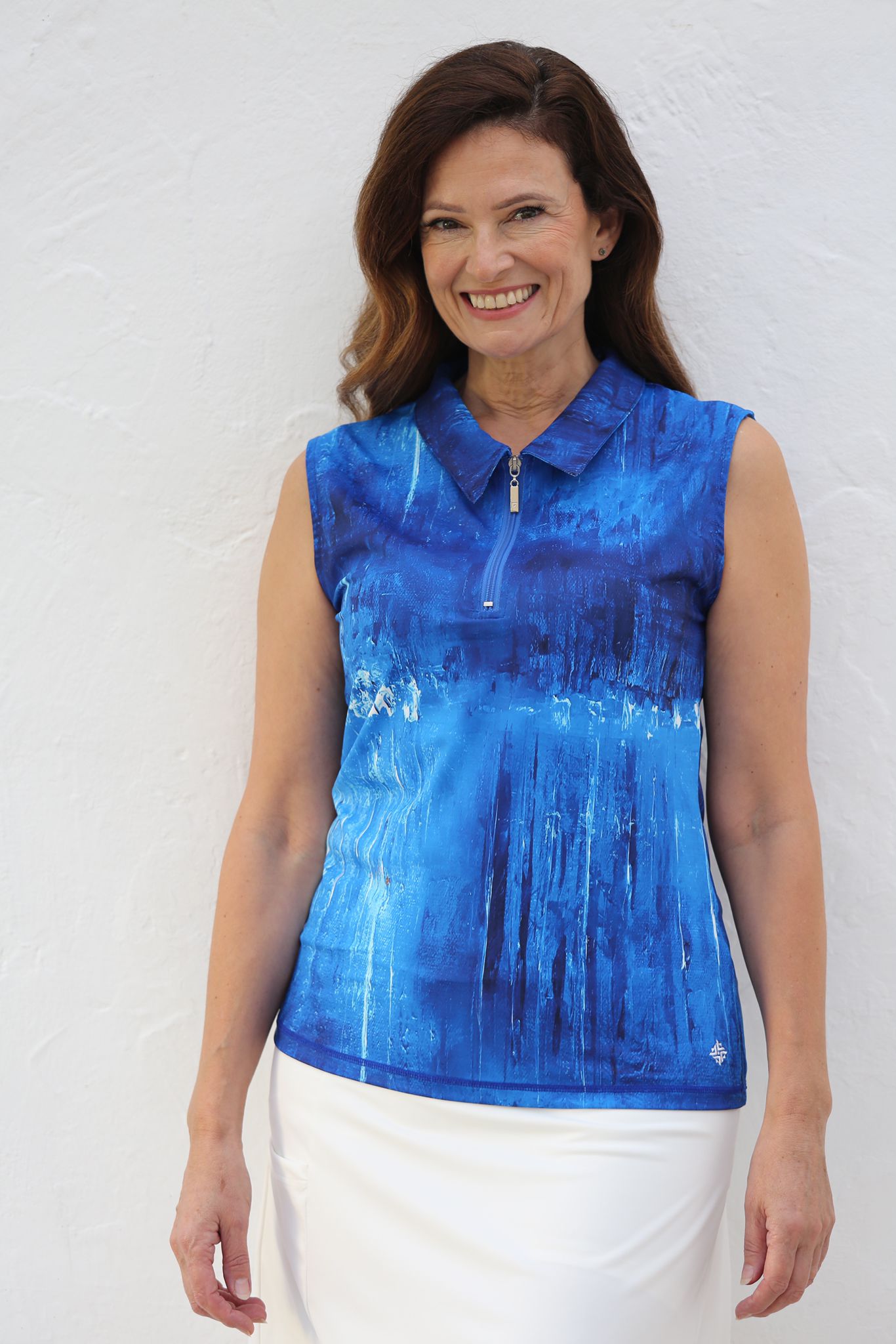 Sleeveless Golf Polo Shirt Blue Lagoon