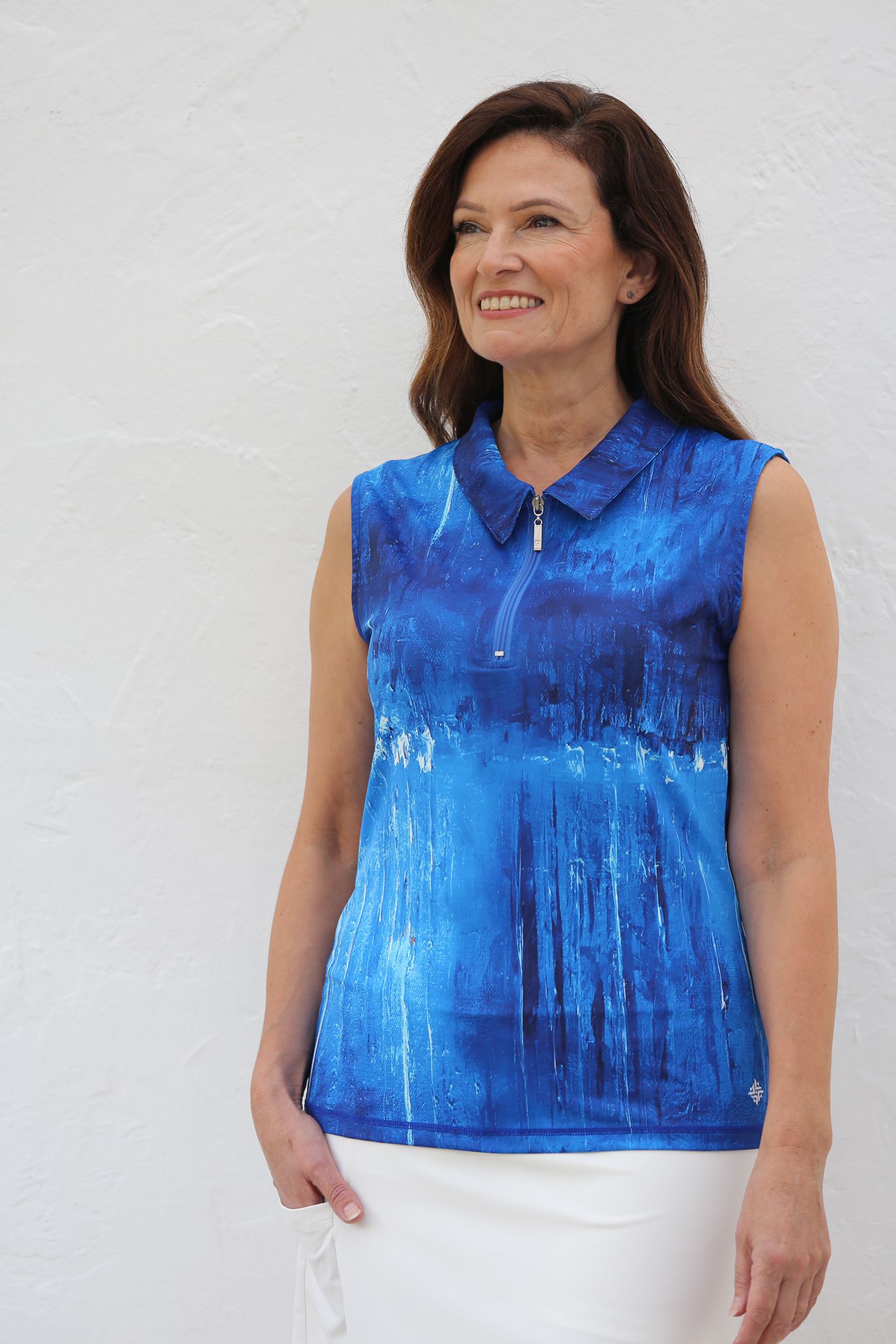 Sleeveless Golf Polo Shirt Blue Lagoon