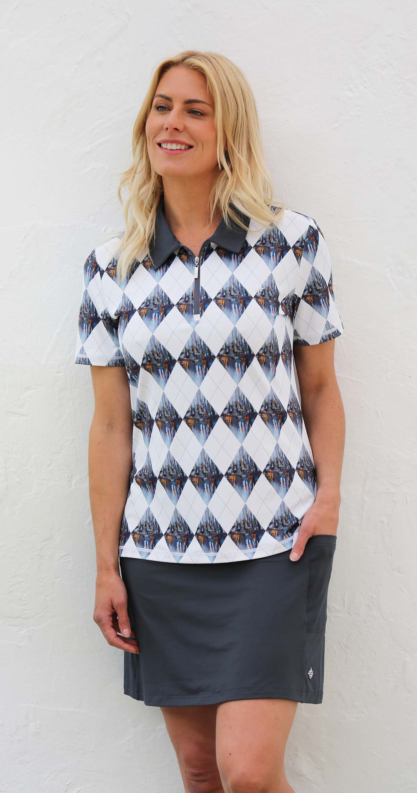 Women's Short Sleeve Golf Shirt - Harlequin