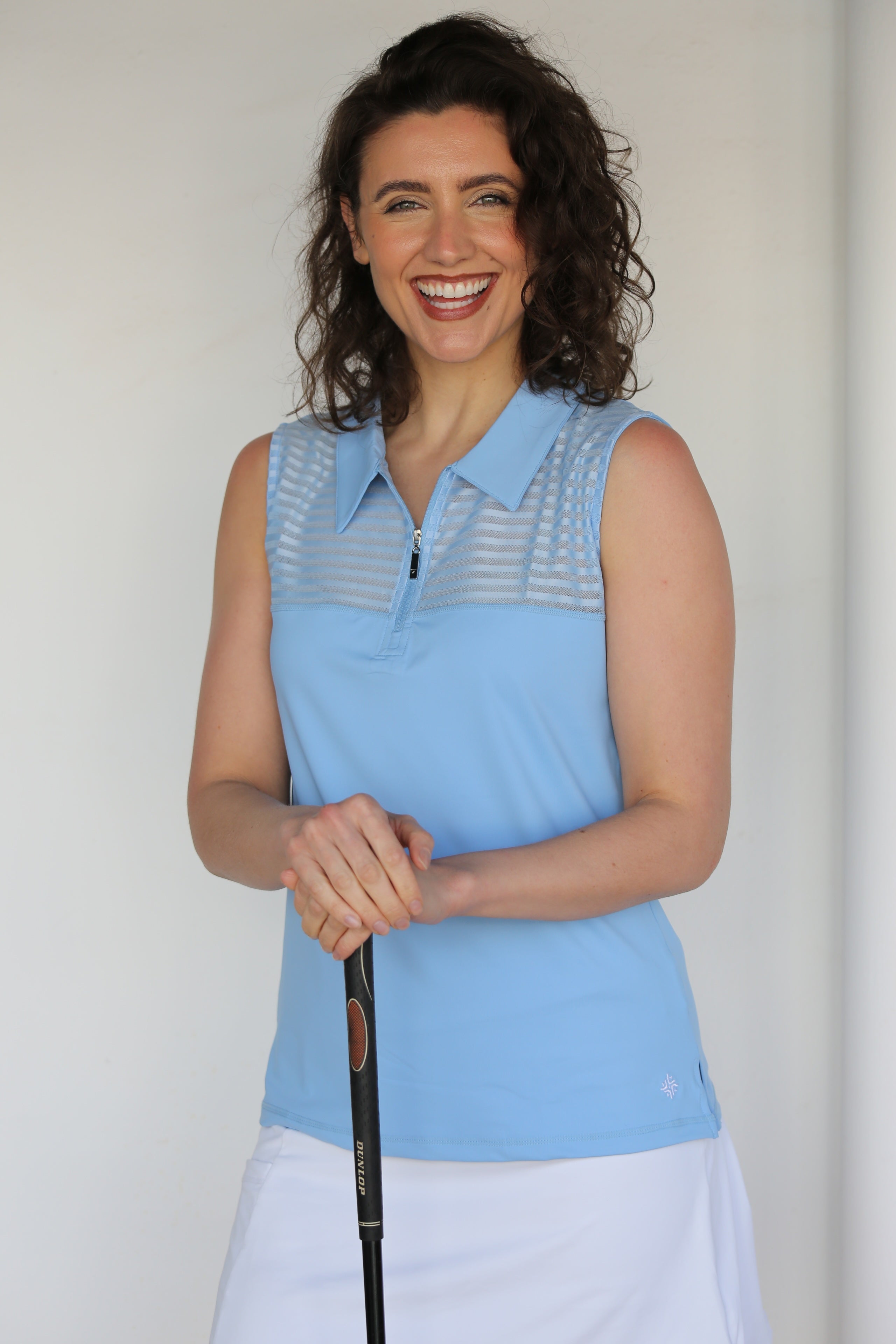 Sleeveless Sheer Women's Golf Shirt Sky