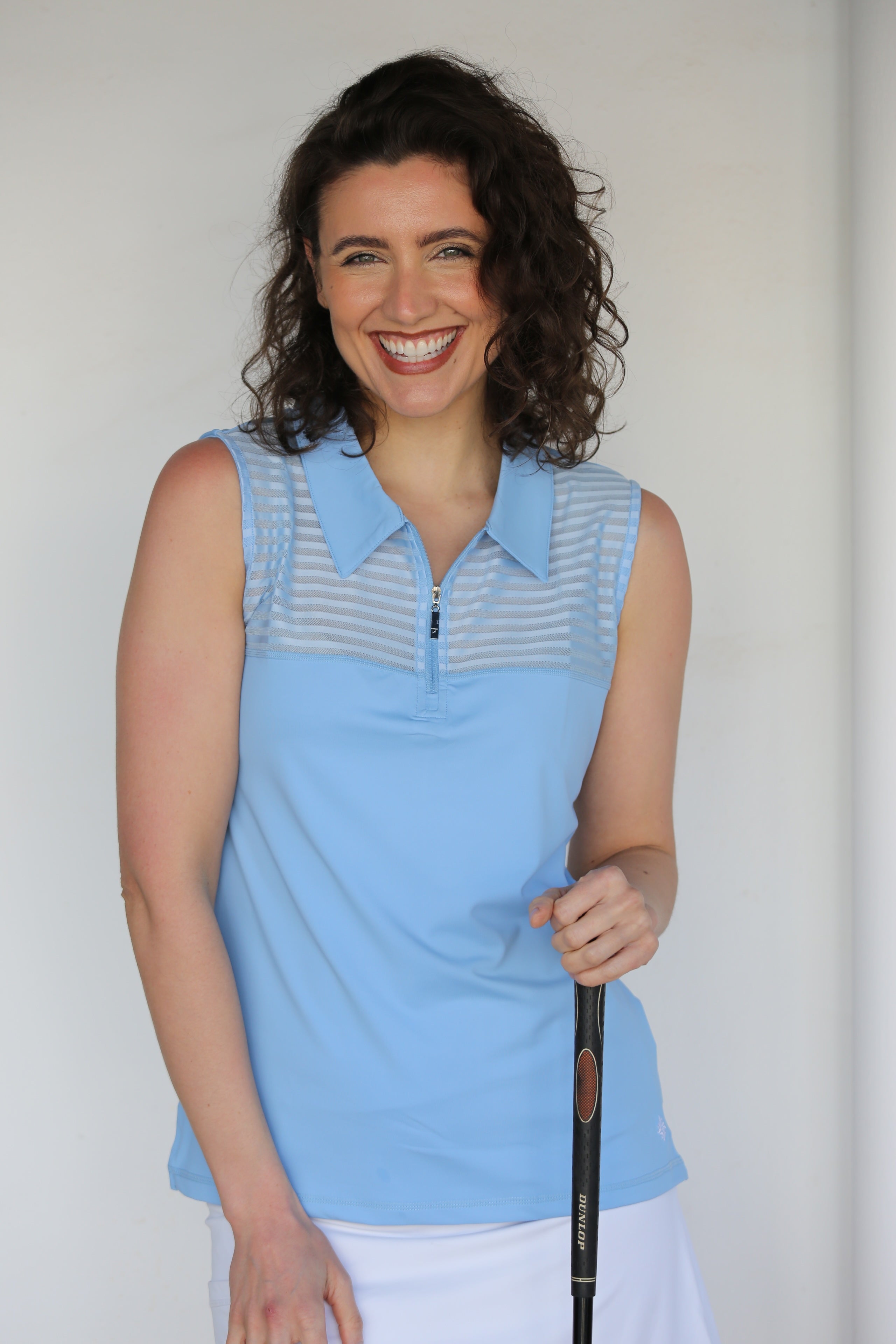 Sleeveless Sheer Women's Golf Shirt Sky