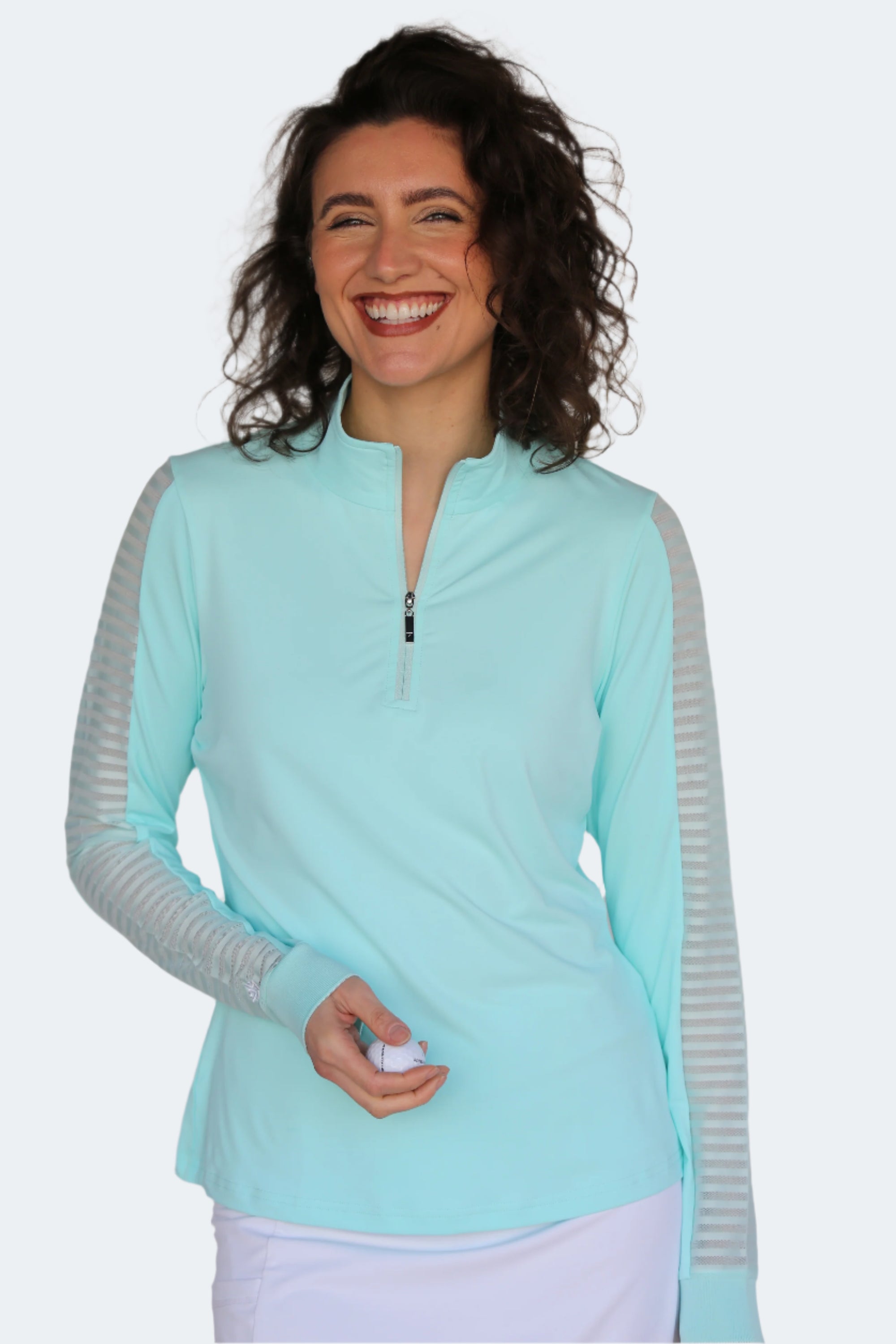 Women's Sheer Long Sleeve Golf Shirt – Aqua