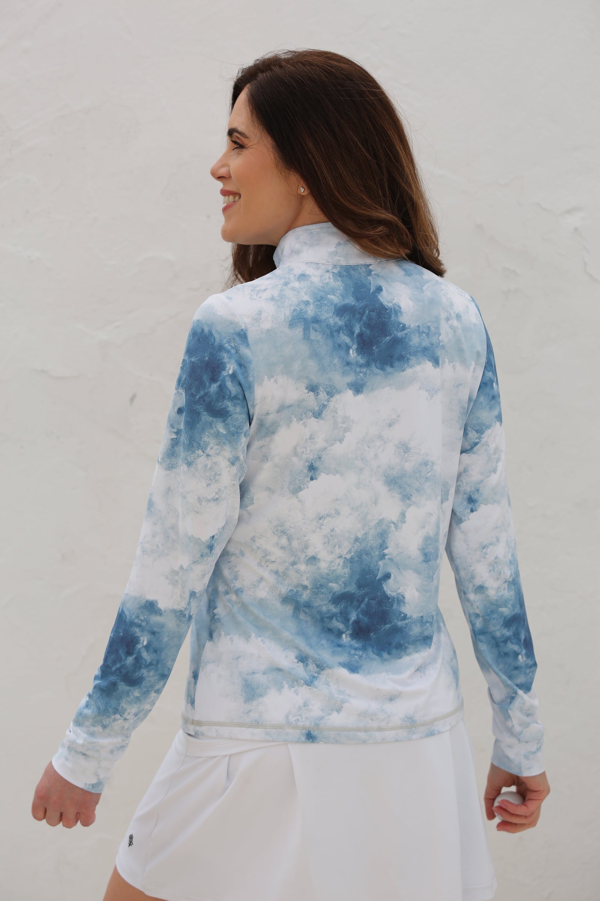 Long Sleeve Mid Layer Golf Shirt Clouds