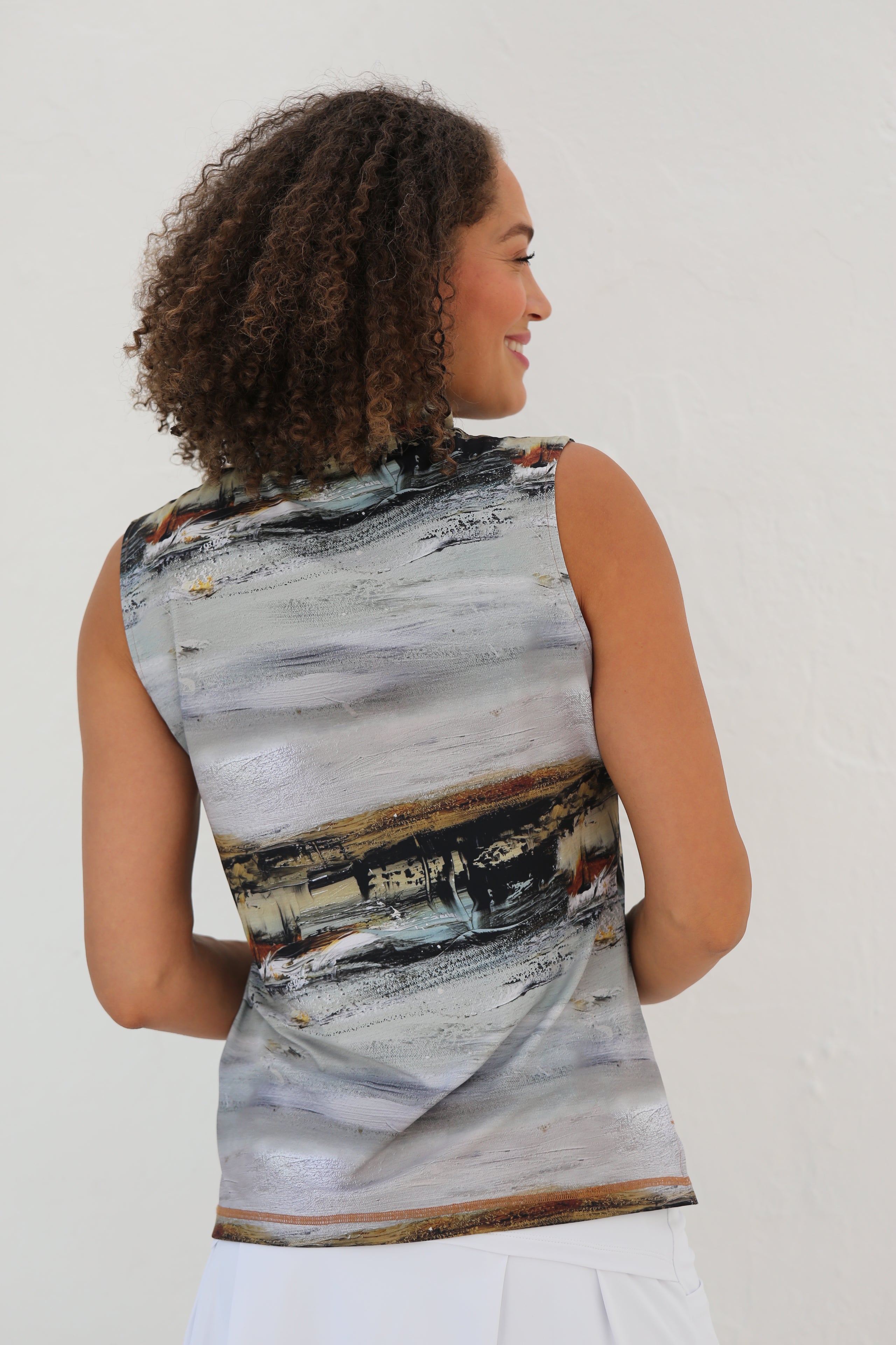 Sleeveless Mock Golf Shirt Driftwood