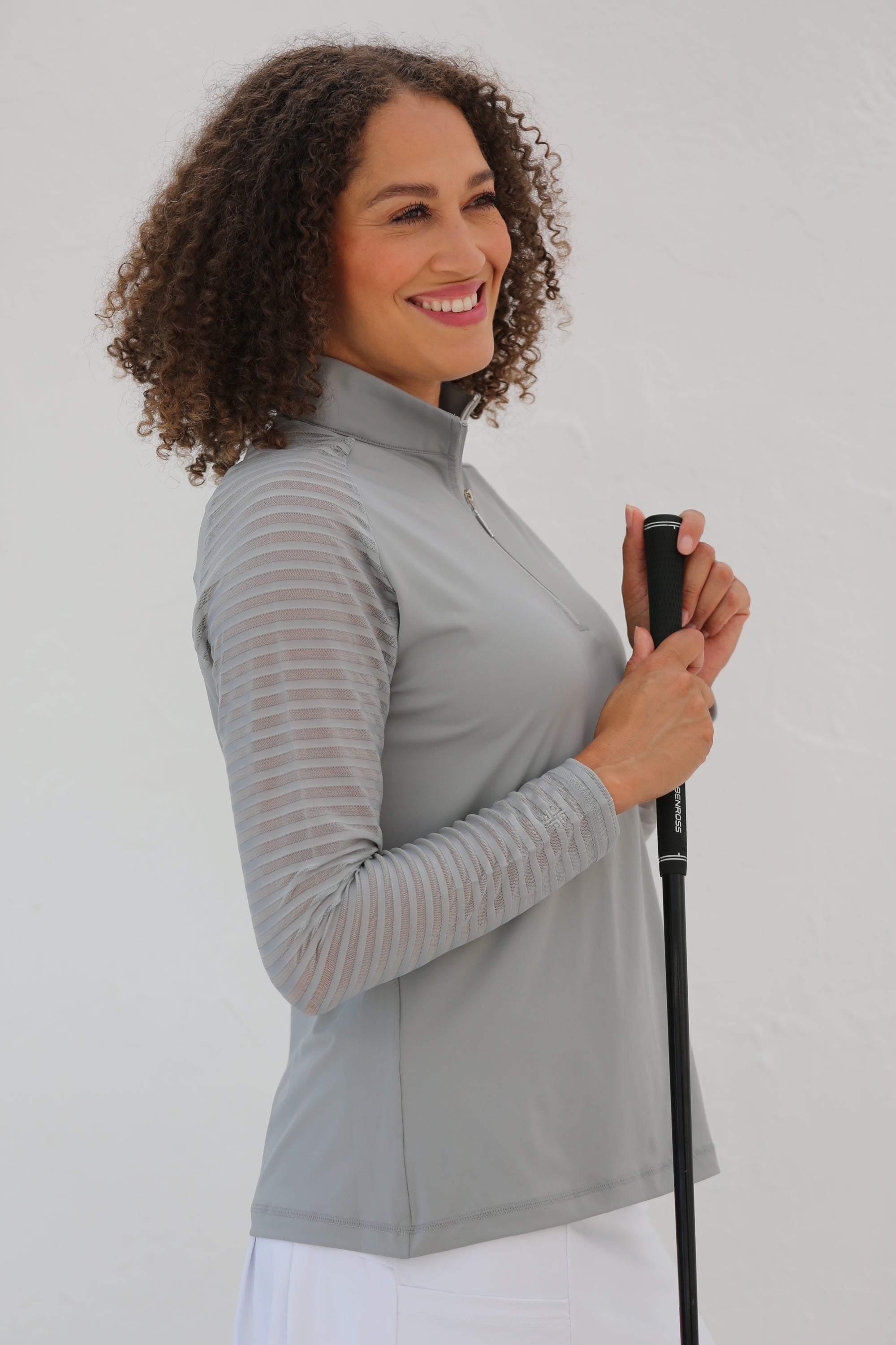 Women's Sheer Long Sleeve Golf Shirt - Dove