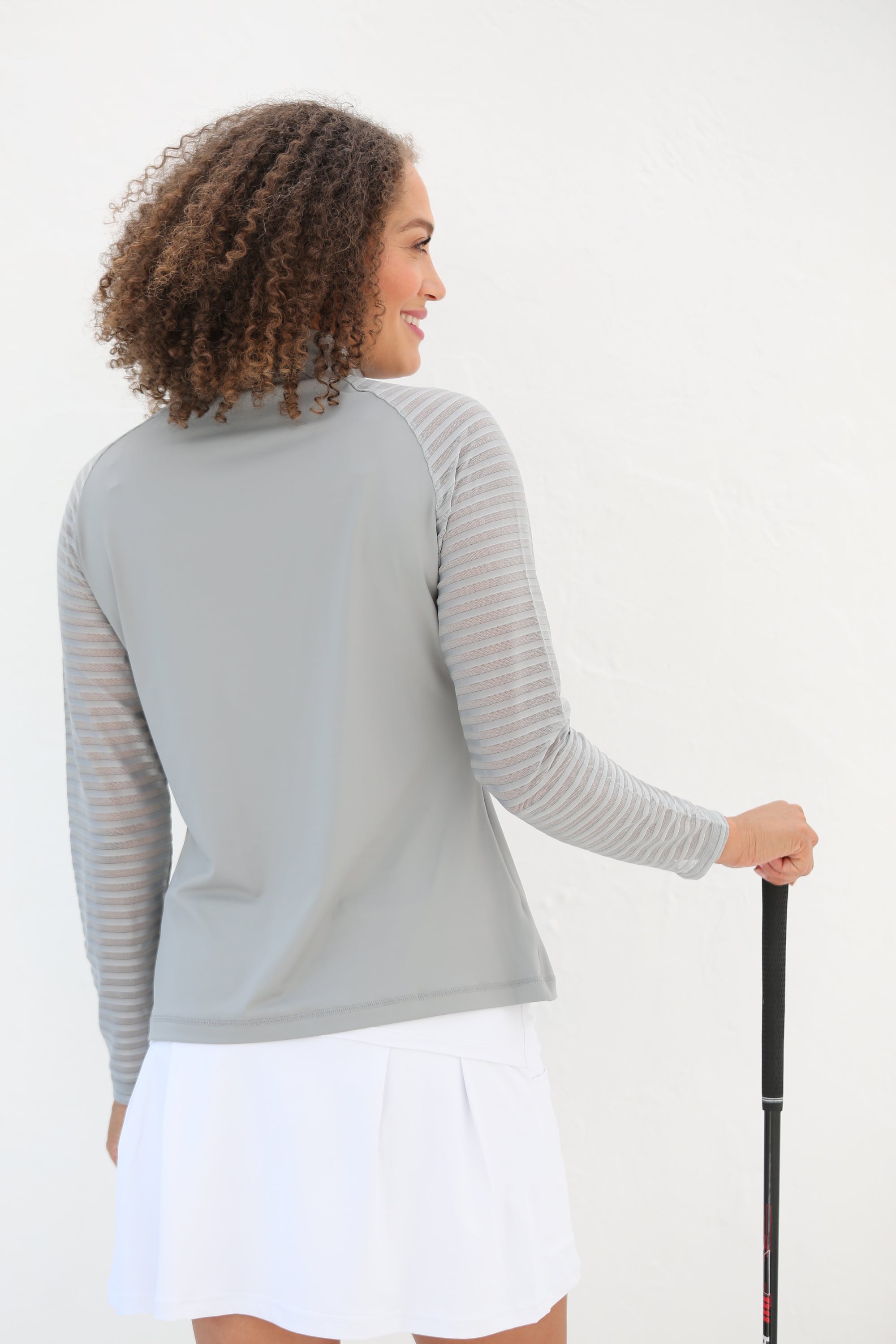 Women's Sheer Long Sleeve Golf Shirt - Dove