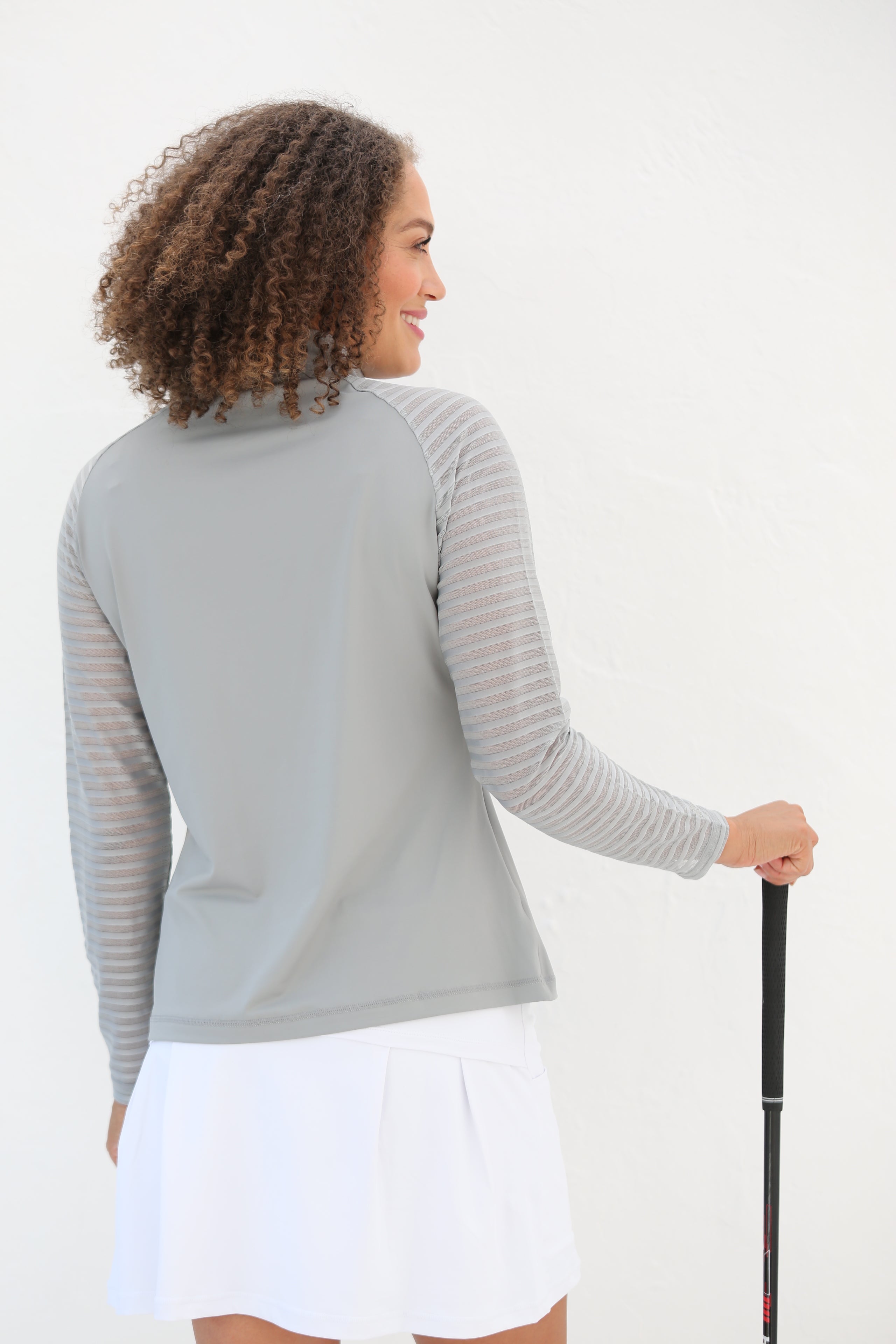 Sheer Long Sleeve Golf Shirt Dove