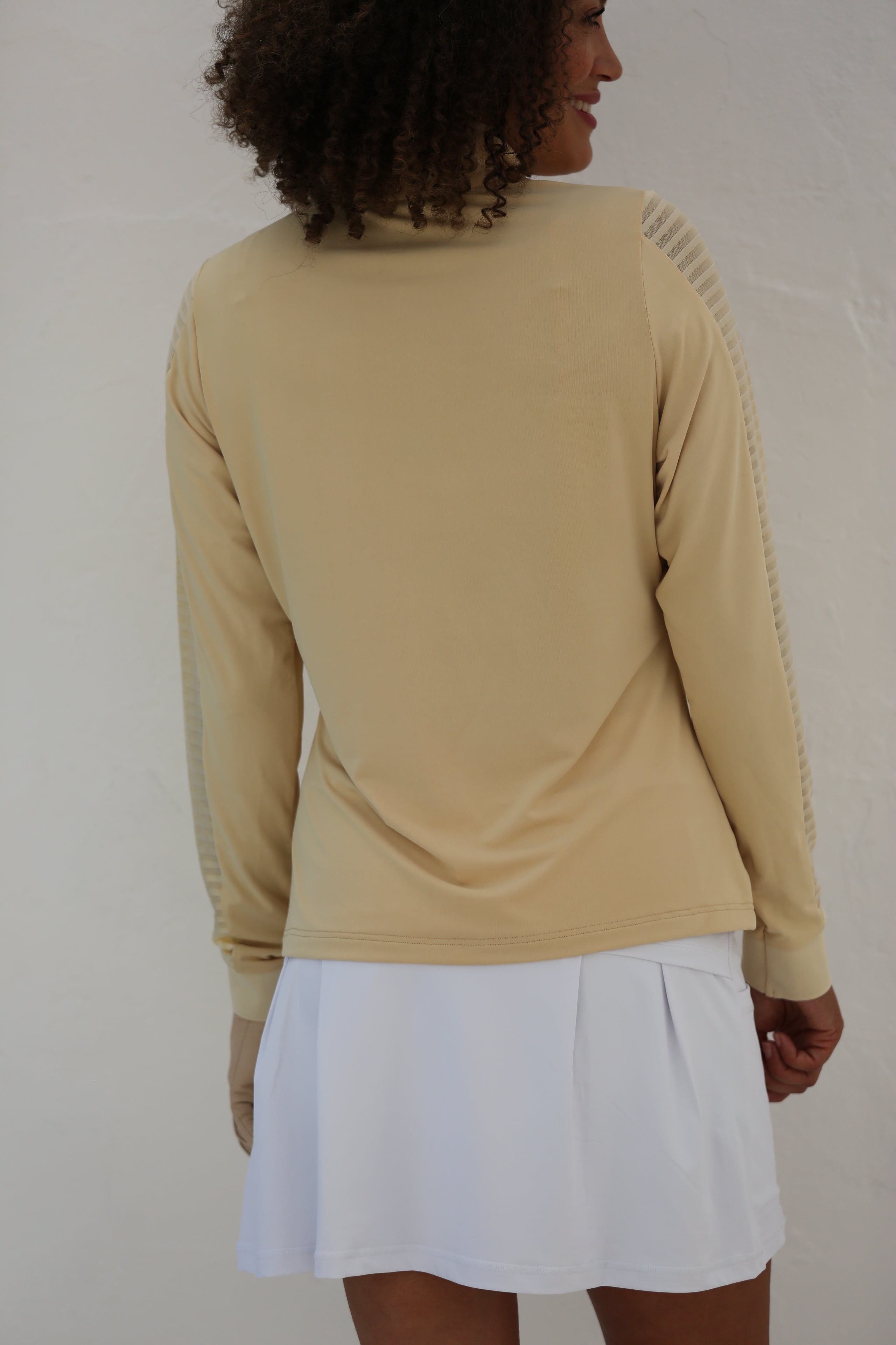Sheer Long Sleeve Golf Shirt Butterscotch