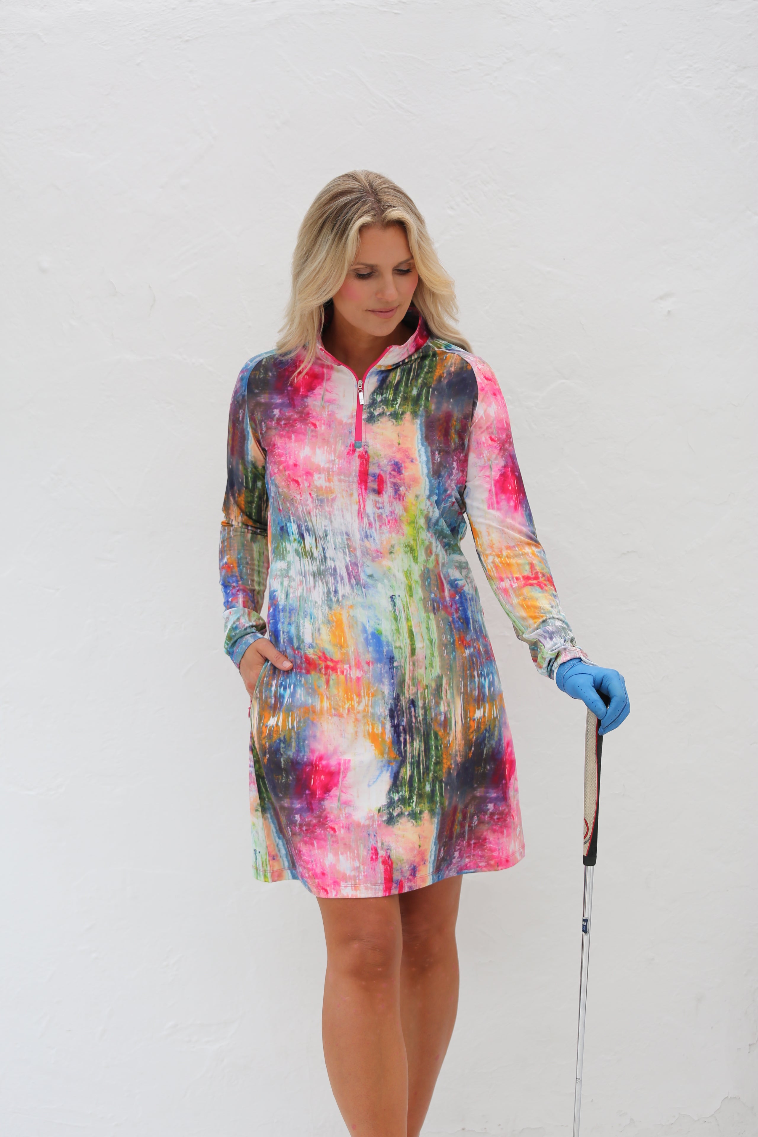 Long Sleeve Golf Skater Dress Monet