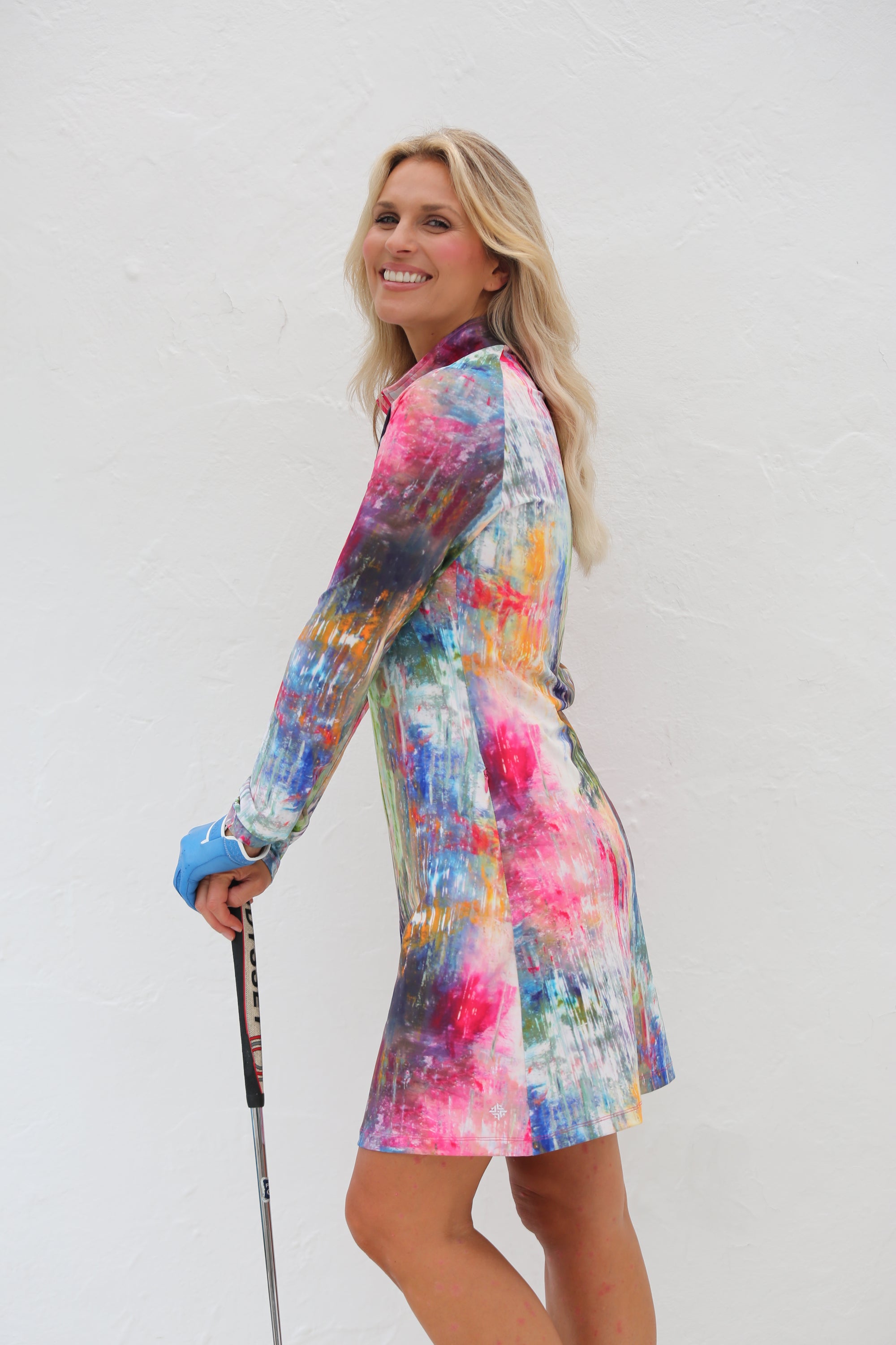 Long Sleeve Golf Skater Dress Monet