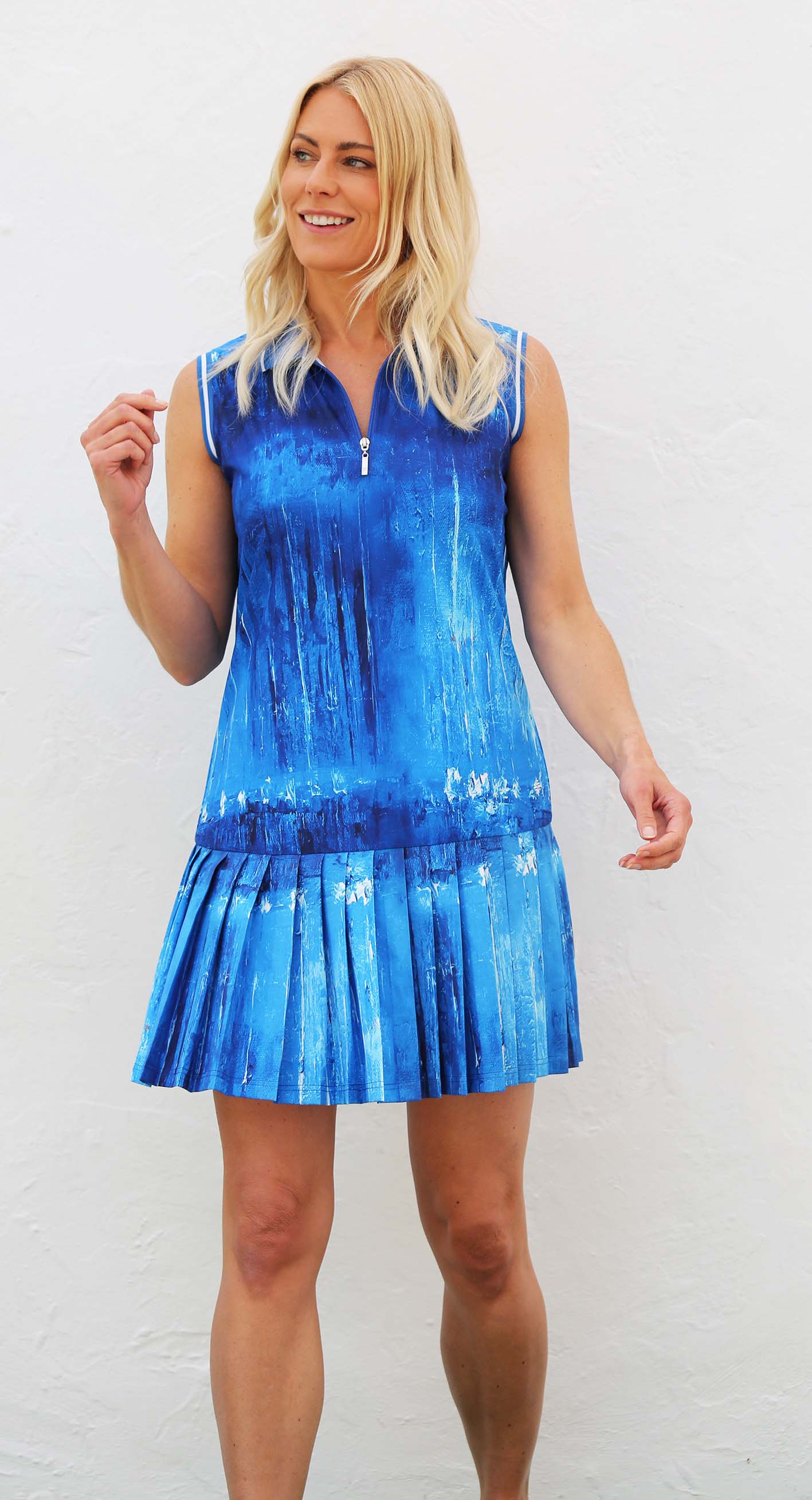 Pleated Golf Dress Blue Lagoon