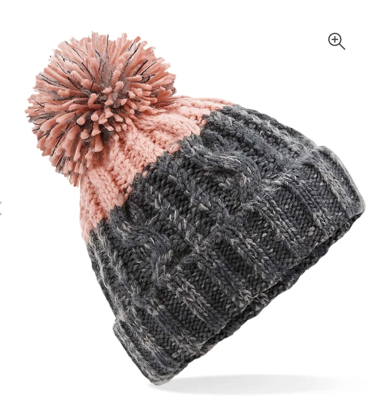 FAMARA Bobble Hat – Blush &amp; Charcoal - PRE-ORDER