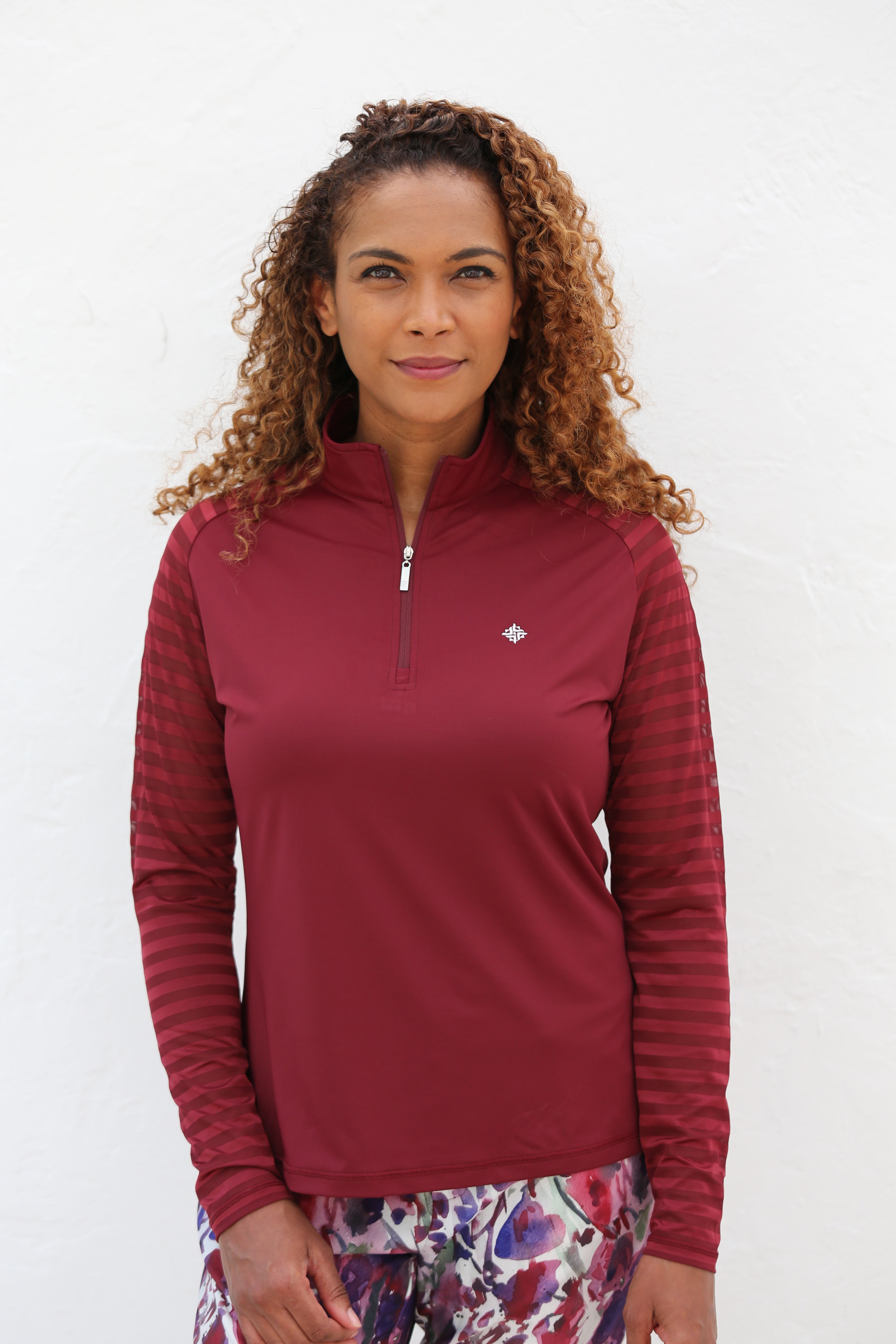 Sheer Long Sleeve Golf Shirt Claret