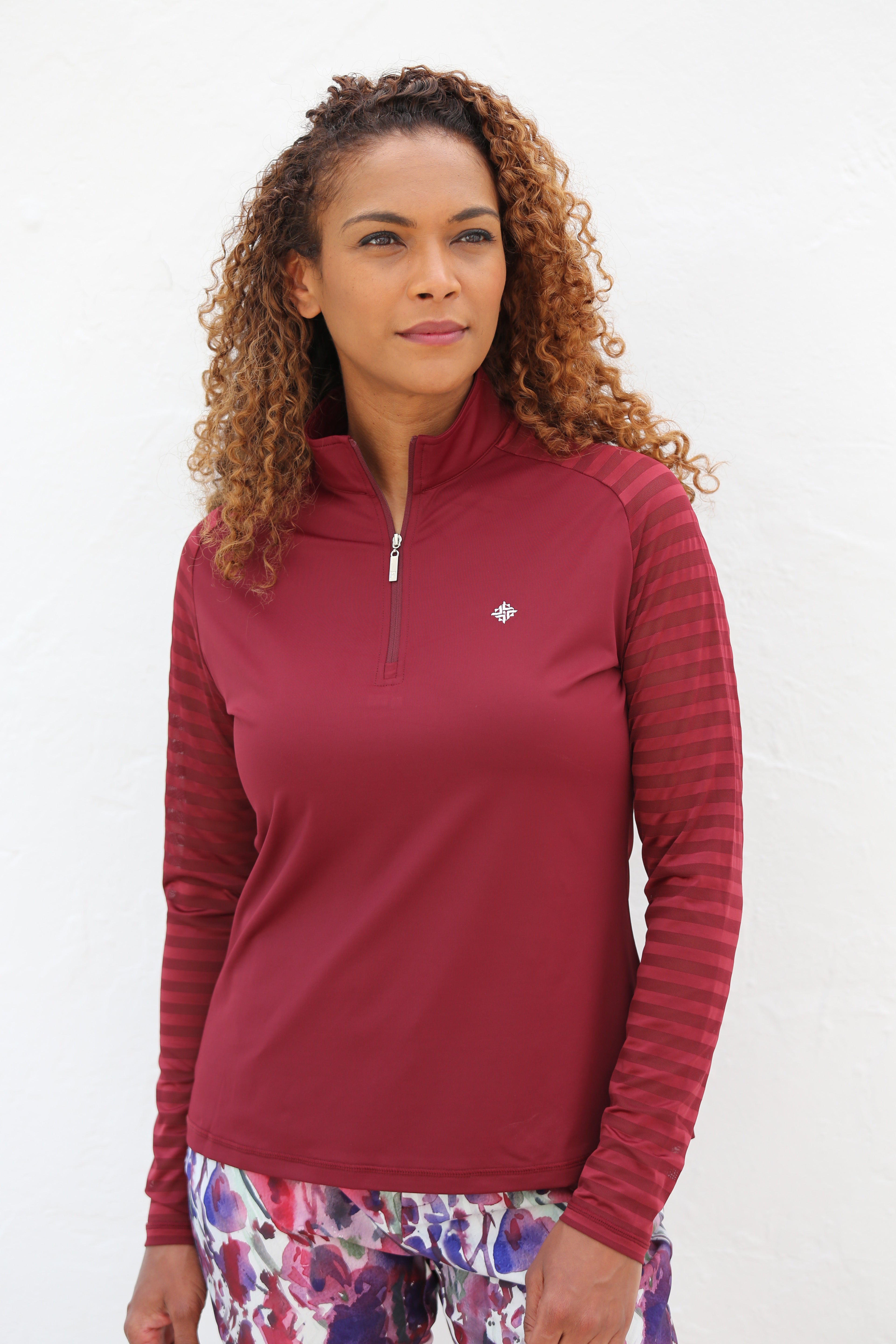 Sheer Long Sleeve Golf Shirt Claret