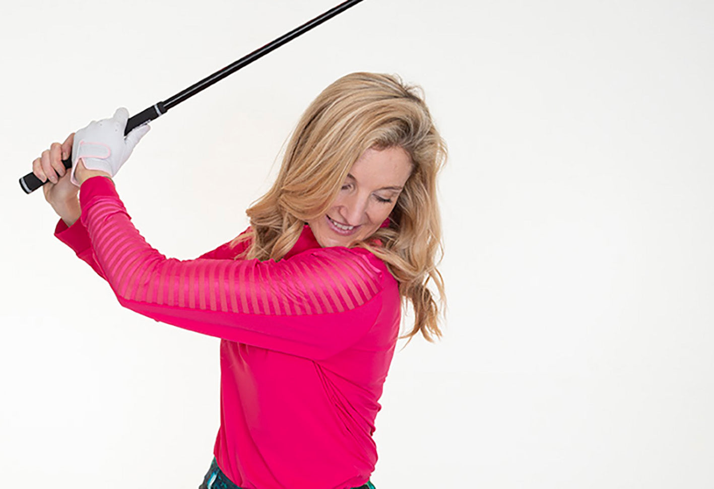 Sheer Long Sleeve Golf Shirt Magenta