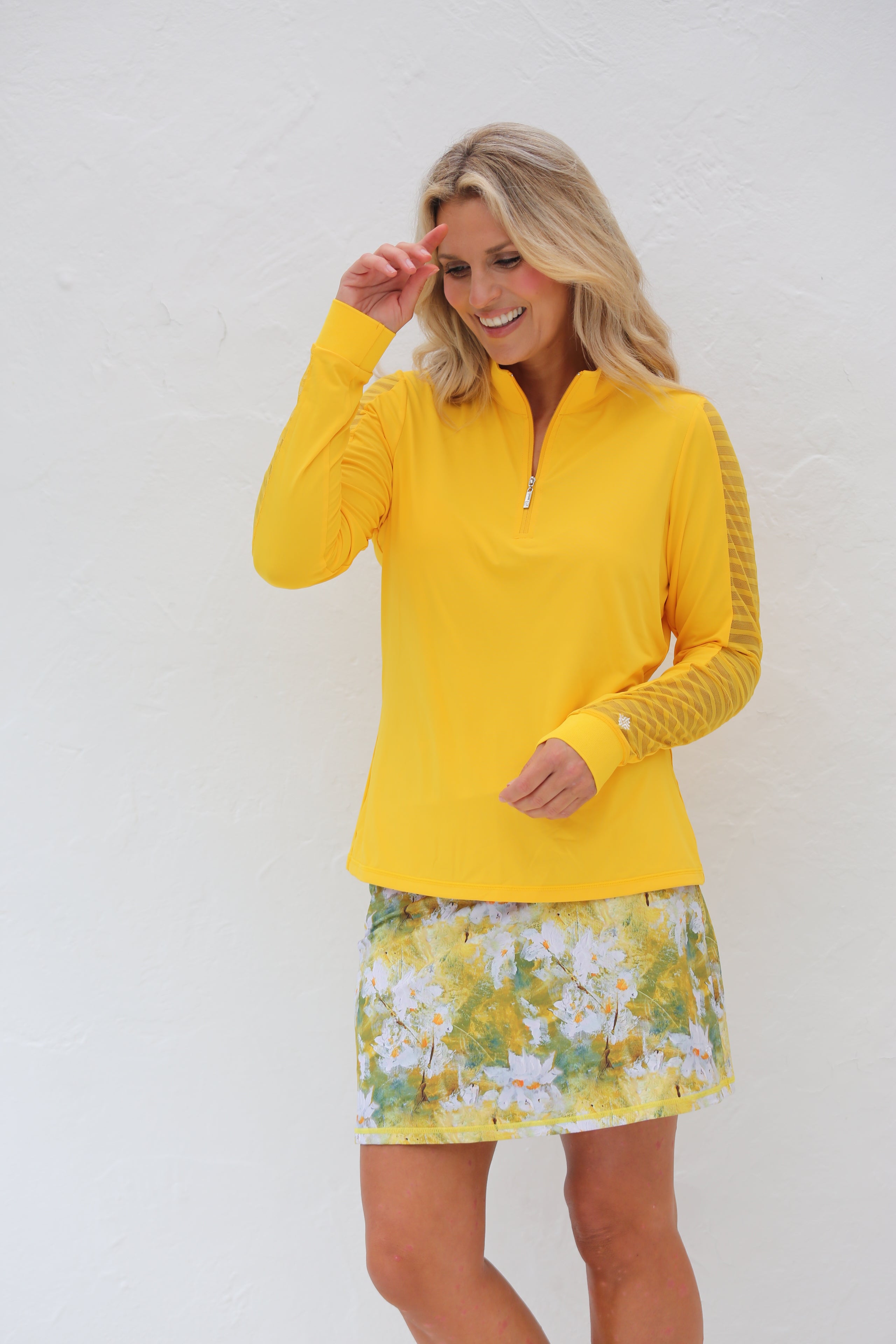 Sheer Long Sleeve Golf Shirt Marigold