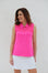 Golf shirt sleeveless sheer hot pink