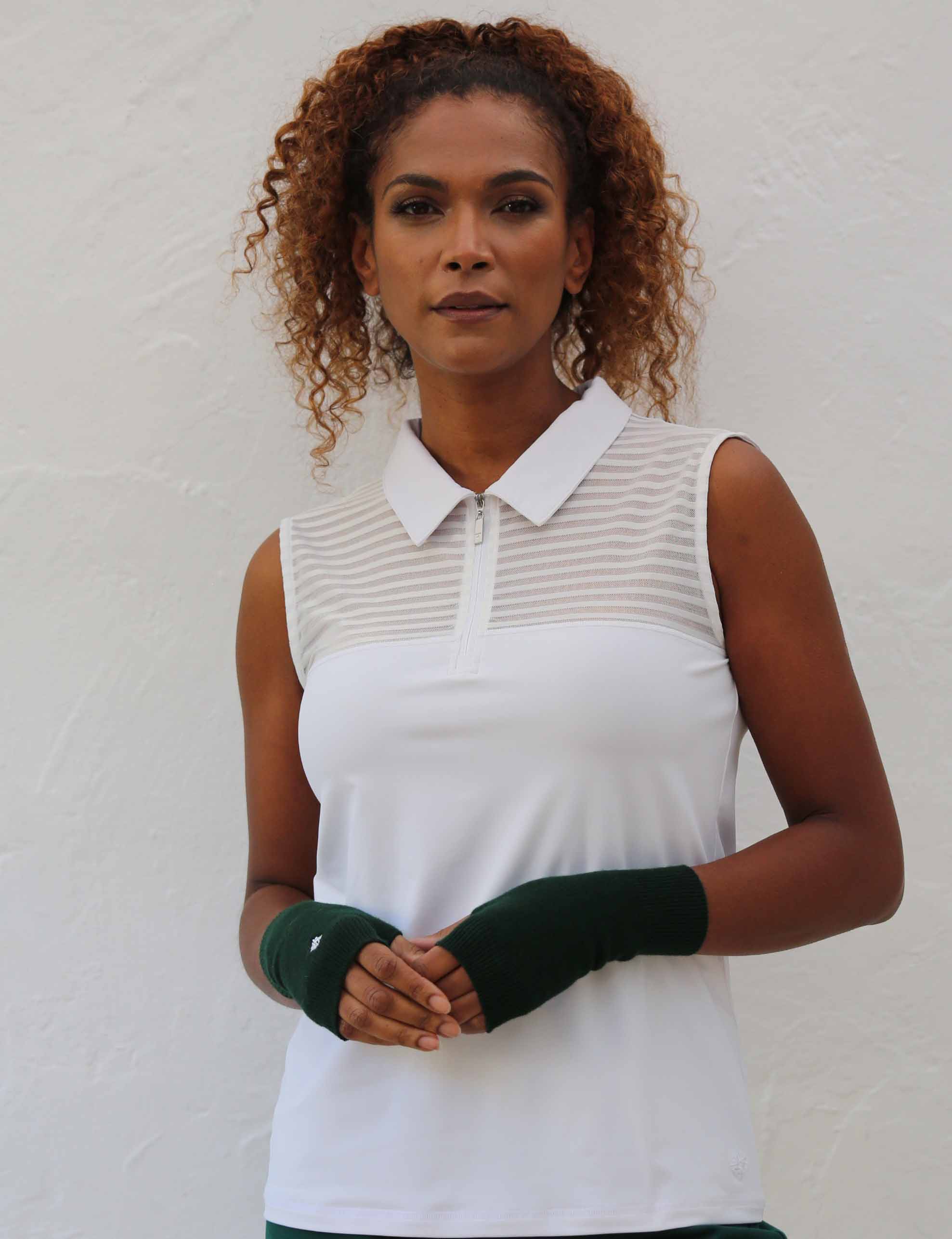 Sleeveless Sheer Golf Shirt White