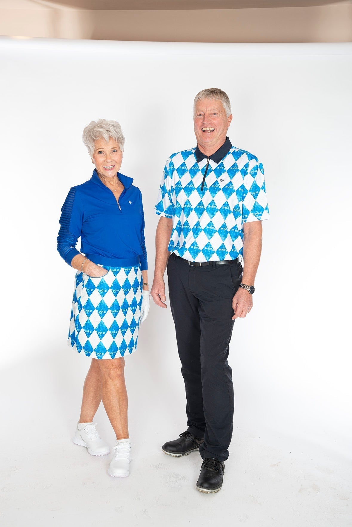 Men&#39;s Short Sleeve Golf Shirt Harlequin Blue Lagoon